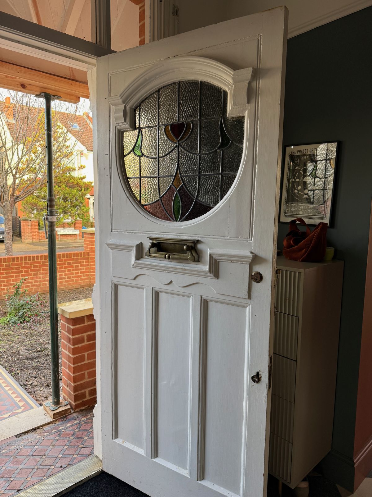 Edwardian Lead Stained Glass Period Front Door Old This Includes Two Matching Side Panels photo Home Fixtures