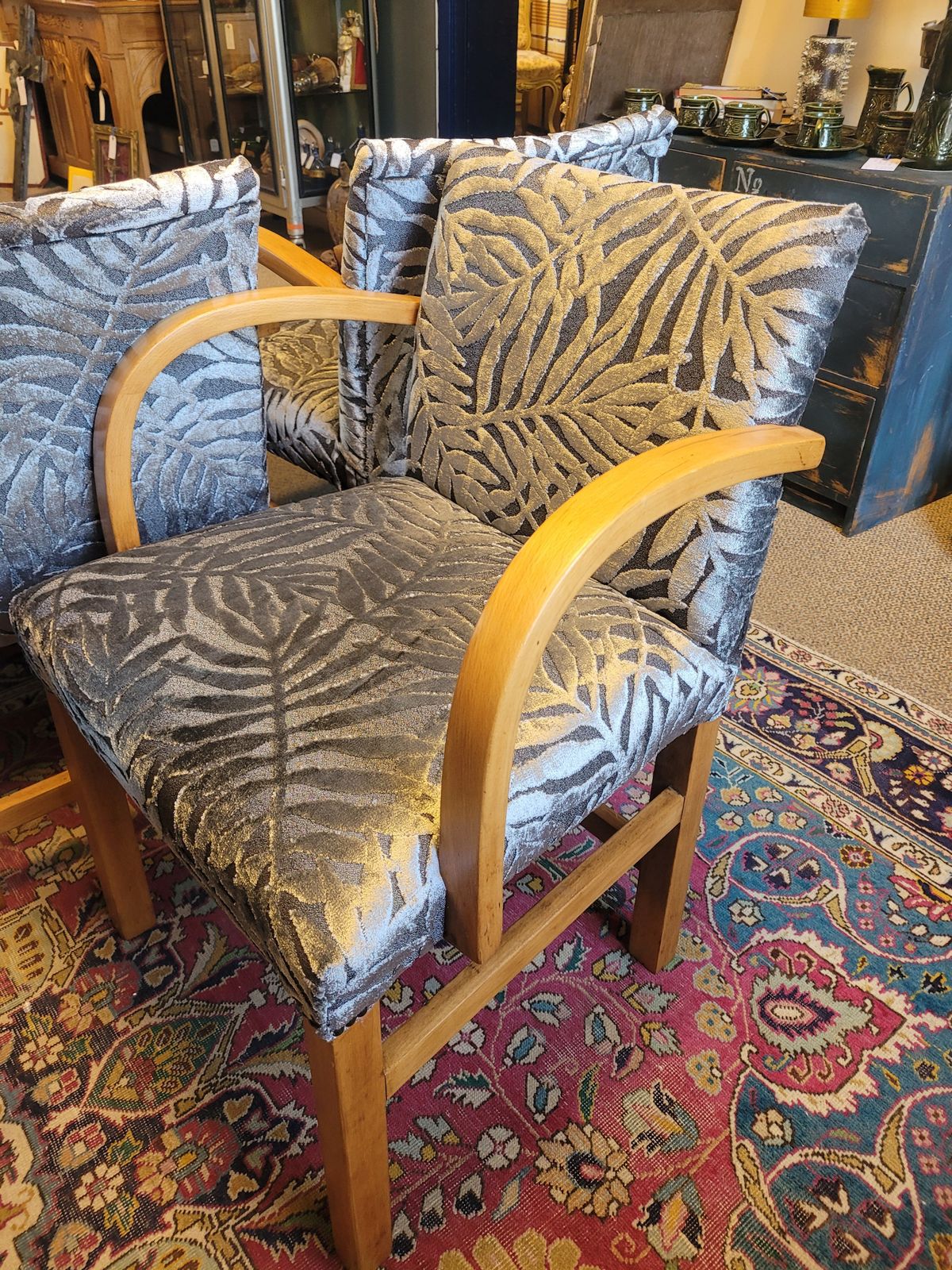 Mid Century Bentwood Chairs  Silver Velvet Leaf Upholstery photo Furniture