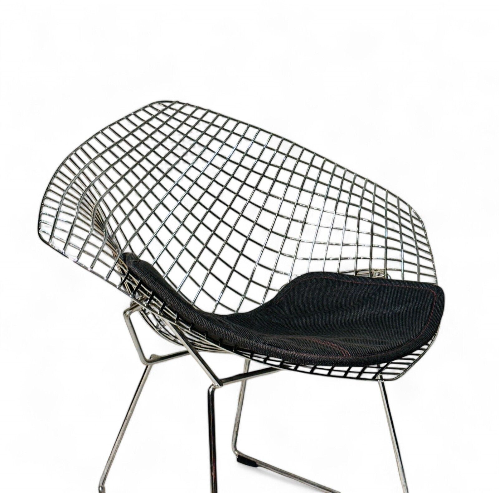 Pair Of Diamond Chairs Harry Bertoia  Style Fabric Seats Reproduction photo for sale