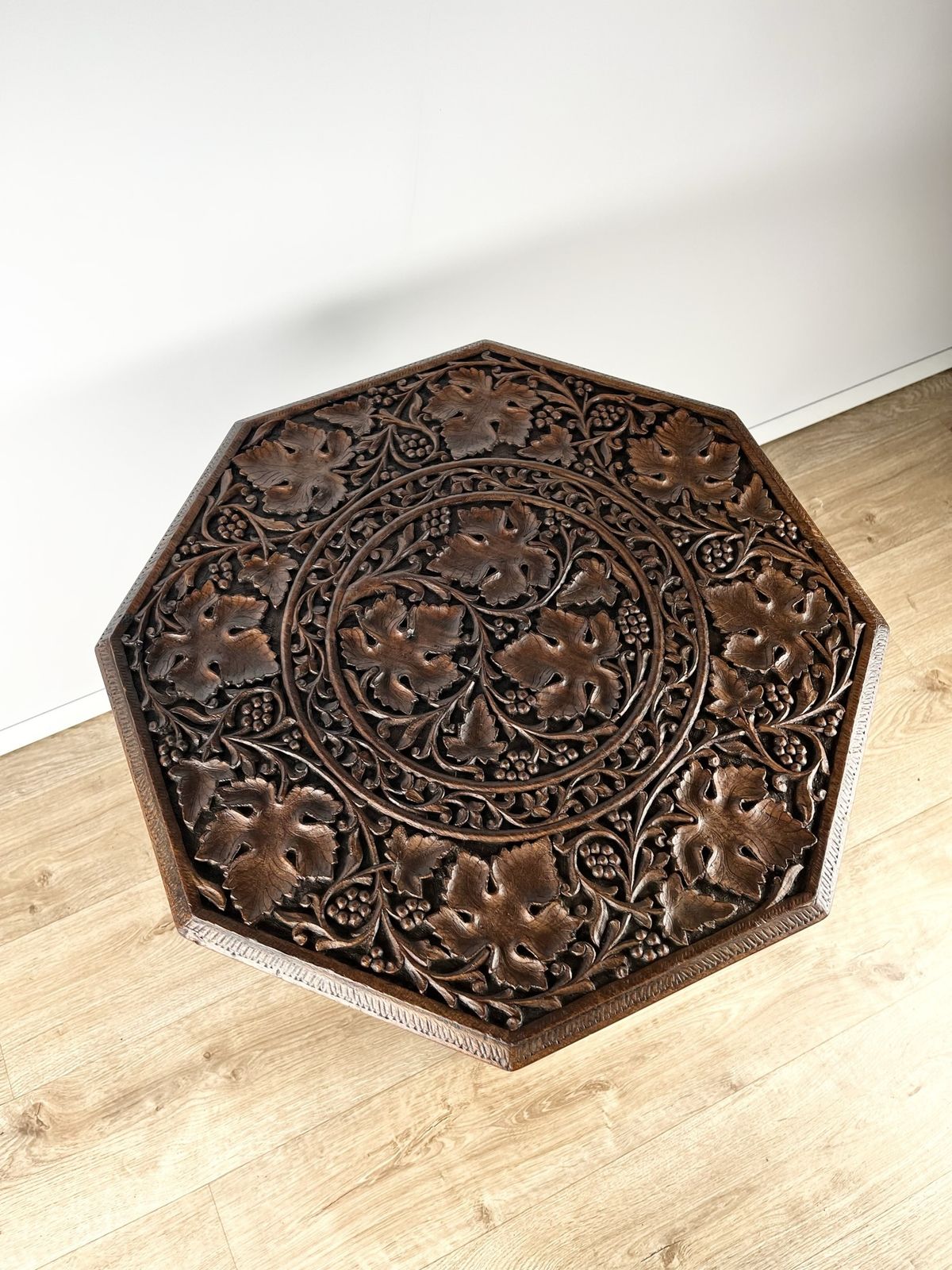 Beautifully Carved Indian Folding Side Table, Late 19th – Early 20th Century photo 280.0