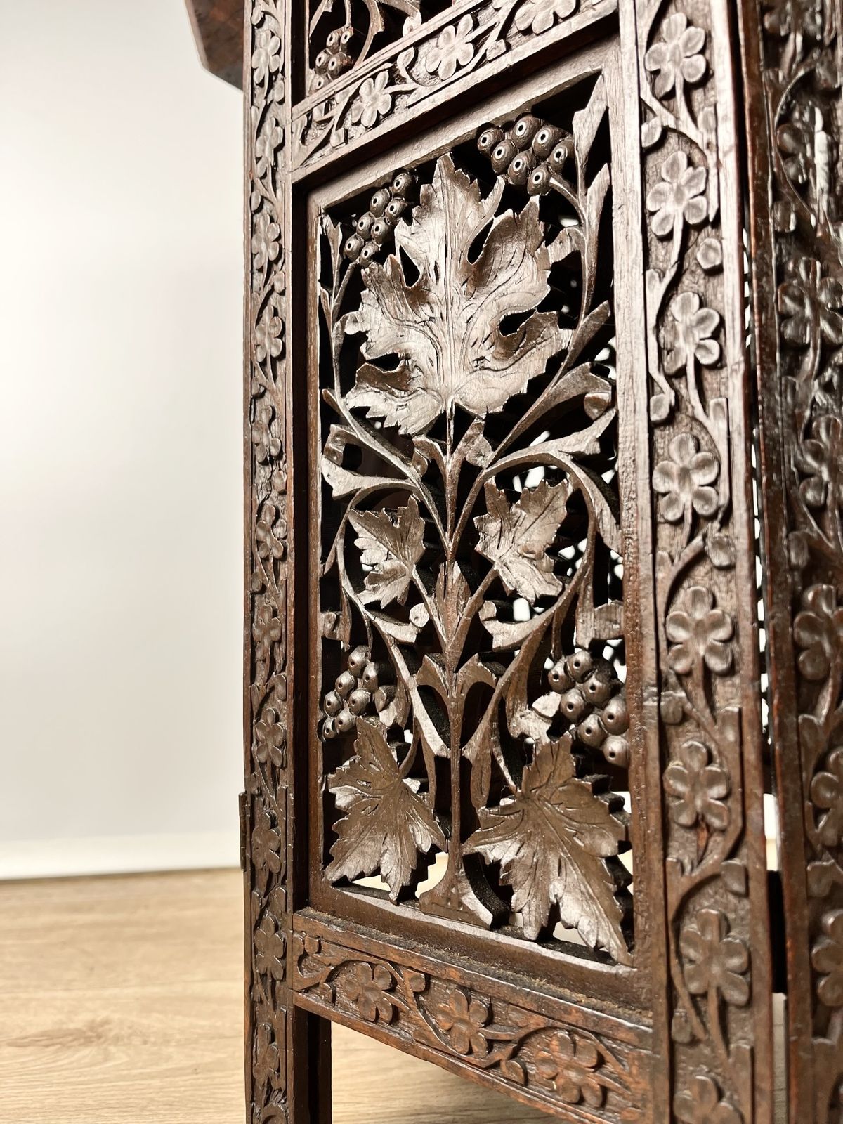 photo furniture Beautifully Carved Indian Folding Side Table, Late 19th – Early 20th Century