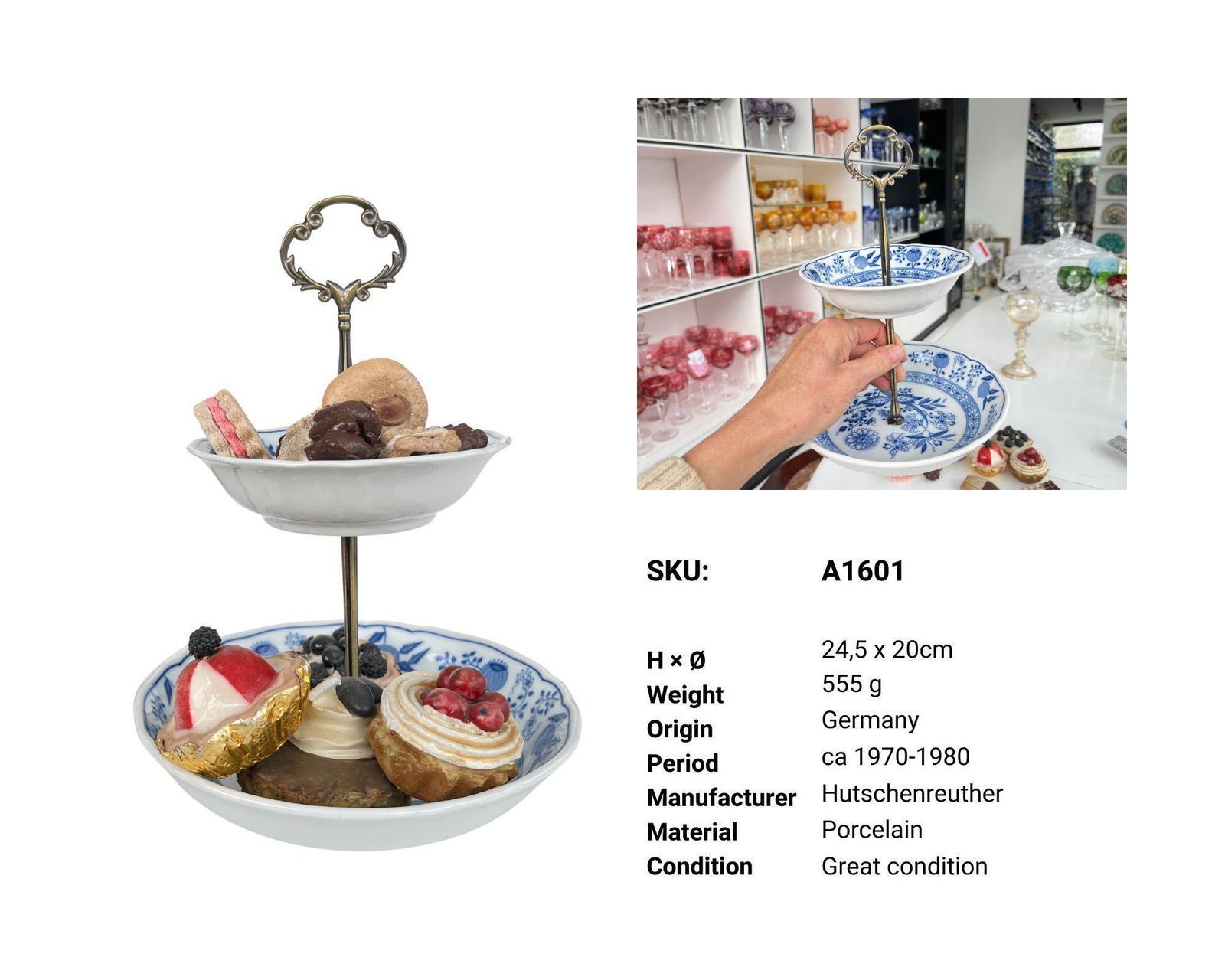 Blue Onion Etagere Stand | 1 Pc | Hutschenreuther Germany Porcelain photo vinterior