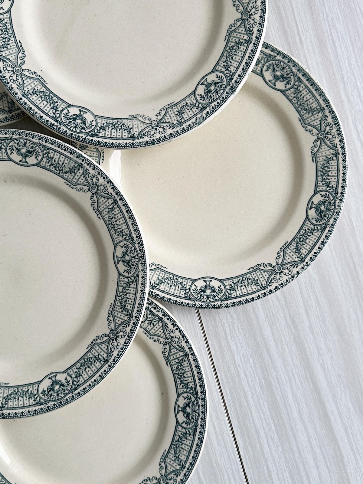 Set Of 6 Antique Ironstone Plates, Blue Decoration, Vintage French Service, Elegant Tableware, Antique Pieces, Gift Idea photo furniture