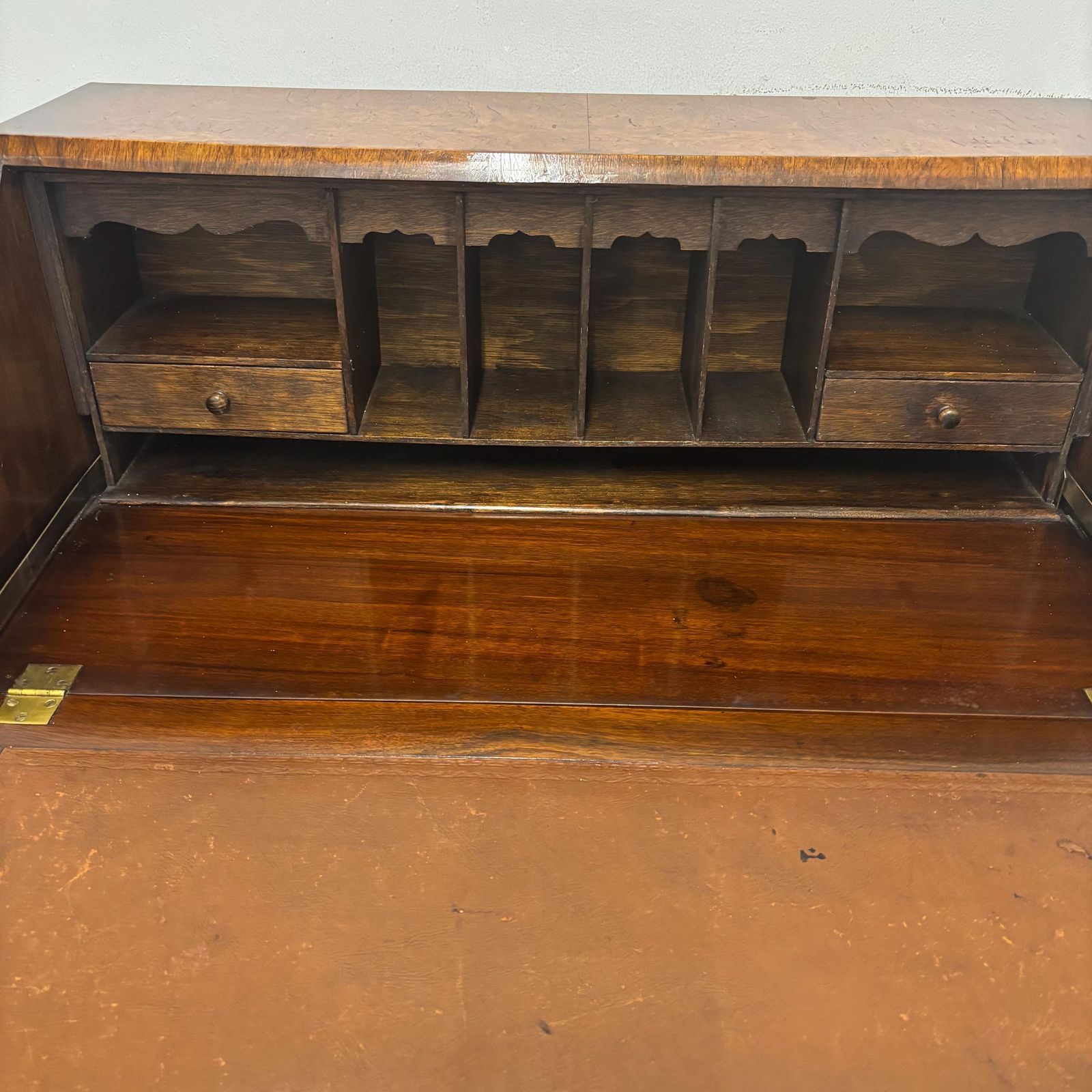 Vintage Wooden Bureau Writing Desk With Key, Traditional Style Drop Front Writing Desk photo 275.0