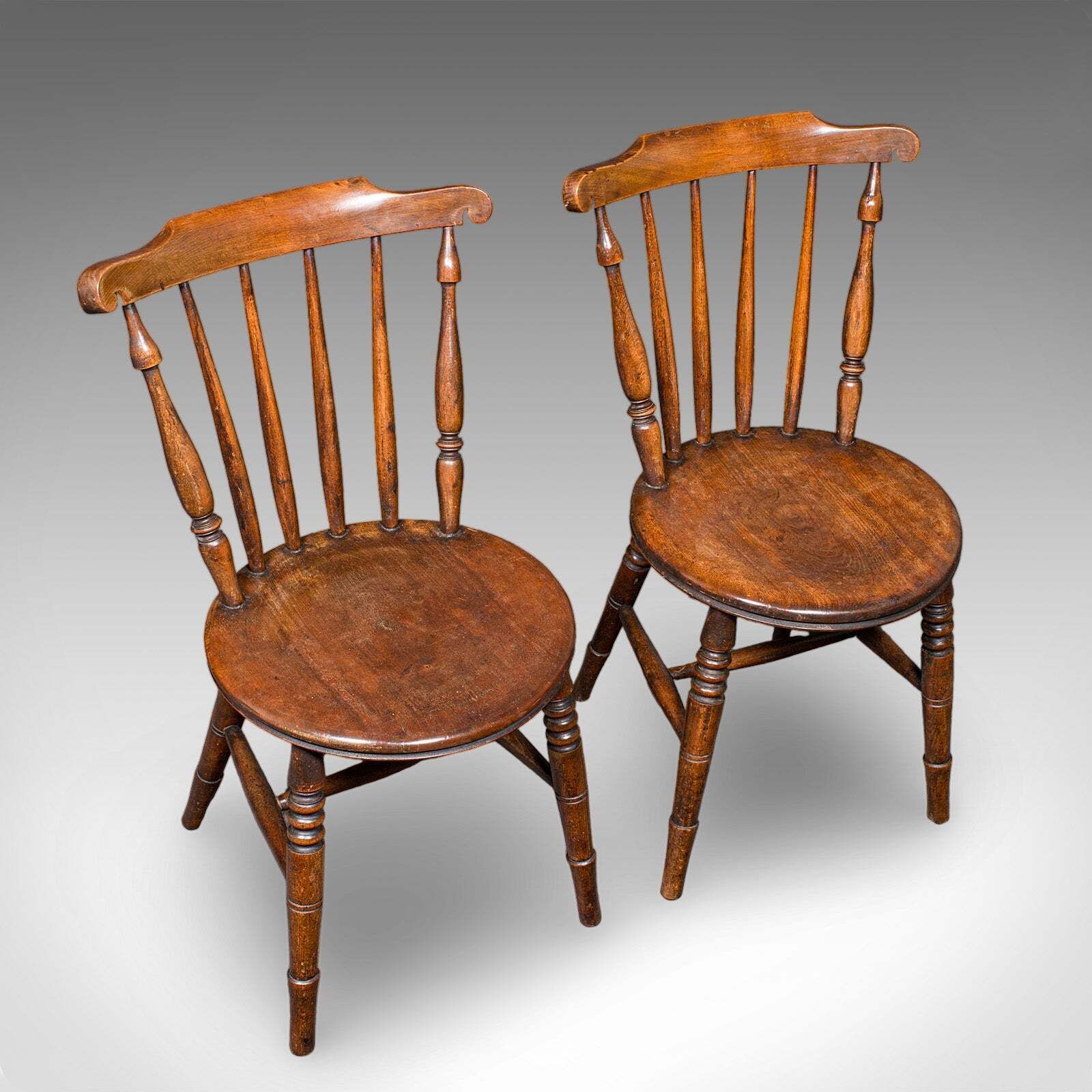 Set Of 4 Antique Station Chairs, English Beech Dining Seat, Reception, Edwardian photo buy
