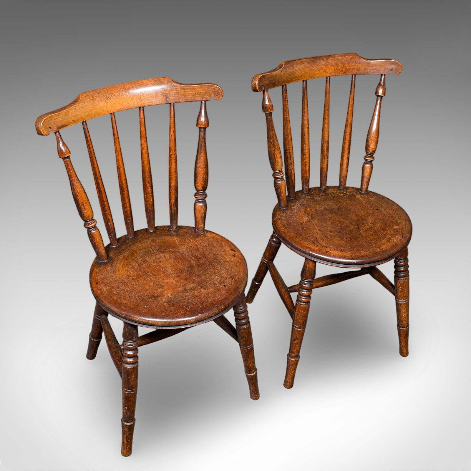 Set Of 4 Antique Station Chairs, English Beech Dining Seat, Reception, Edwardian photo vintage
