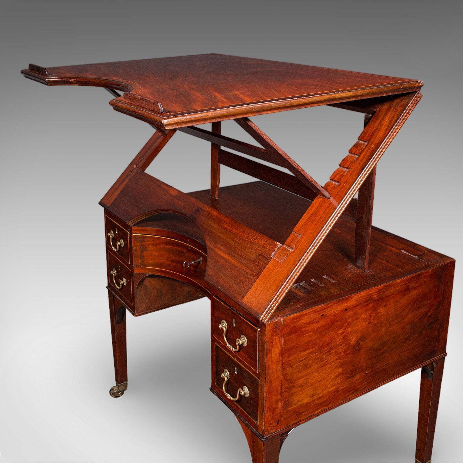 Tall Antique Architect's Riser Desk, English, Metamorphic, Cartographer, Regency photo vintage