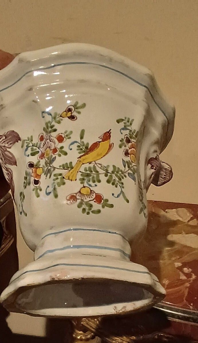 Pair Of Decorated Earthenware Vases, 18th Century, France photo vinterior