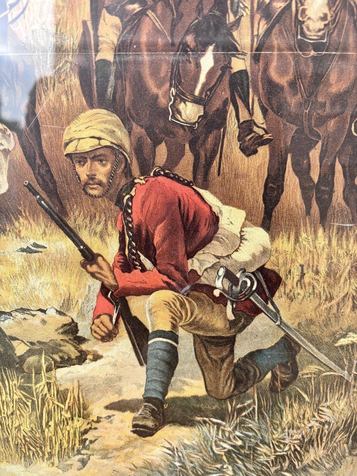 Victorian Chromolithograph The Last Shot In The Soudan After R. Caton Woodville photo vinterior