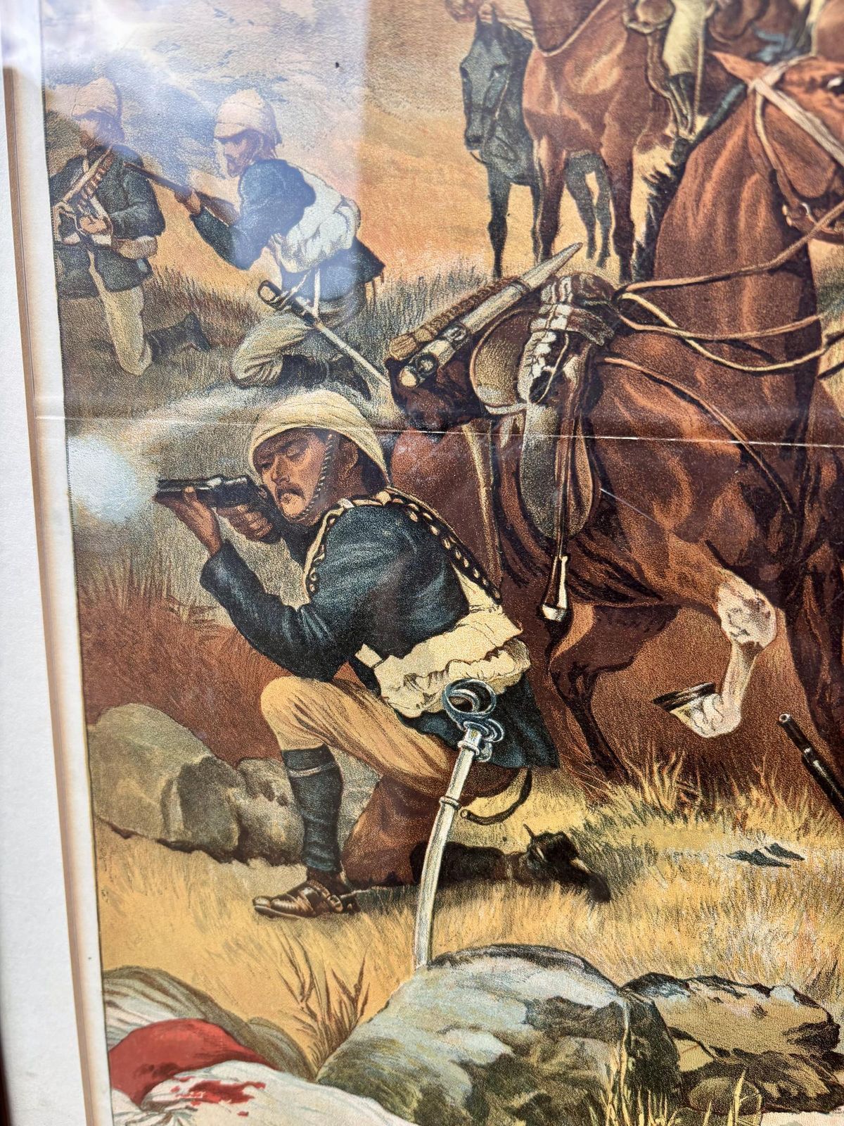 Victorian Chromolithograph The Last Shot In The Soudan After R. Caton Woodville photo buy