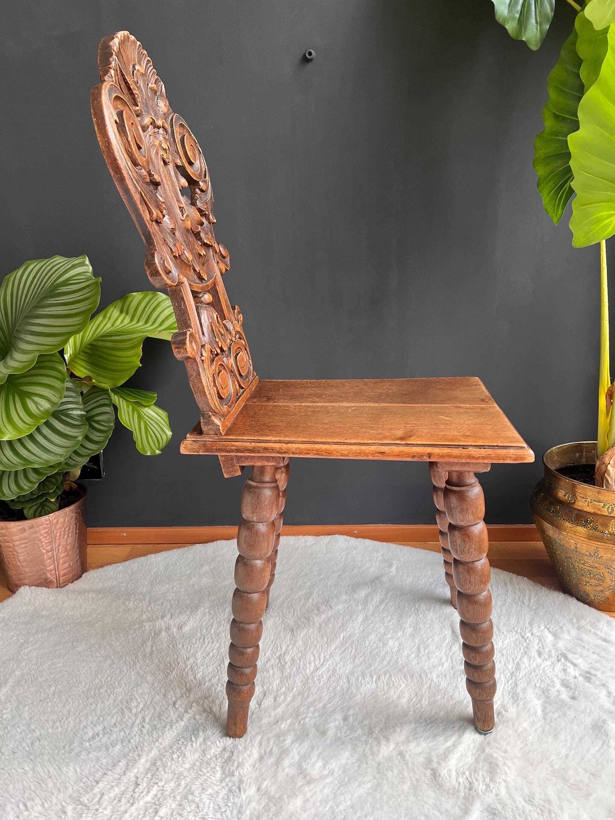 Antique Swiss Tyrolean Chair   Gothic Revival Accent Chair photo vinterior