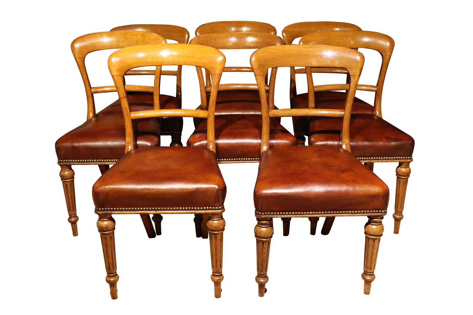 Set Of Eight Scottish Golden Oak Dining Chairs By John Taylor & Son, Edinburgh, Circa 1860 photo furniture