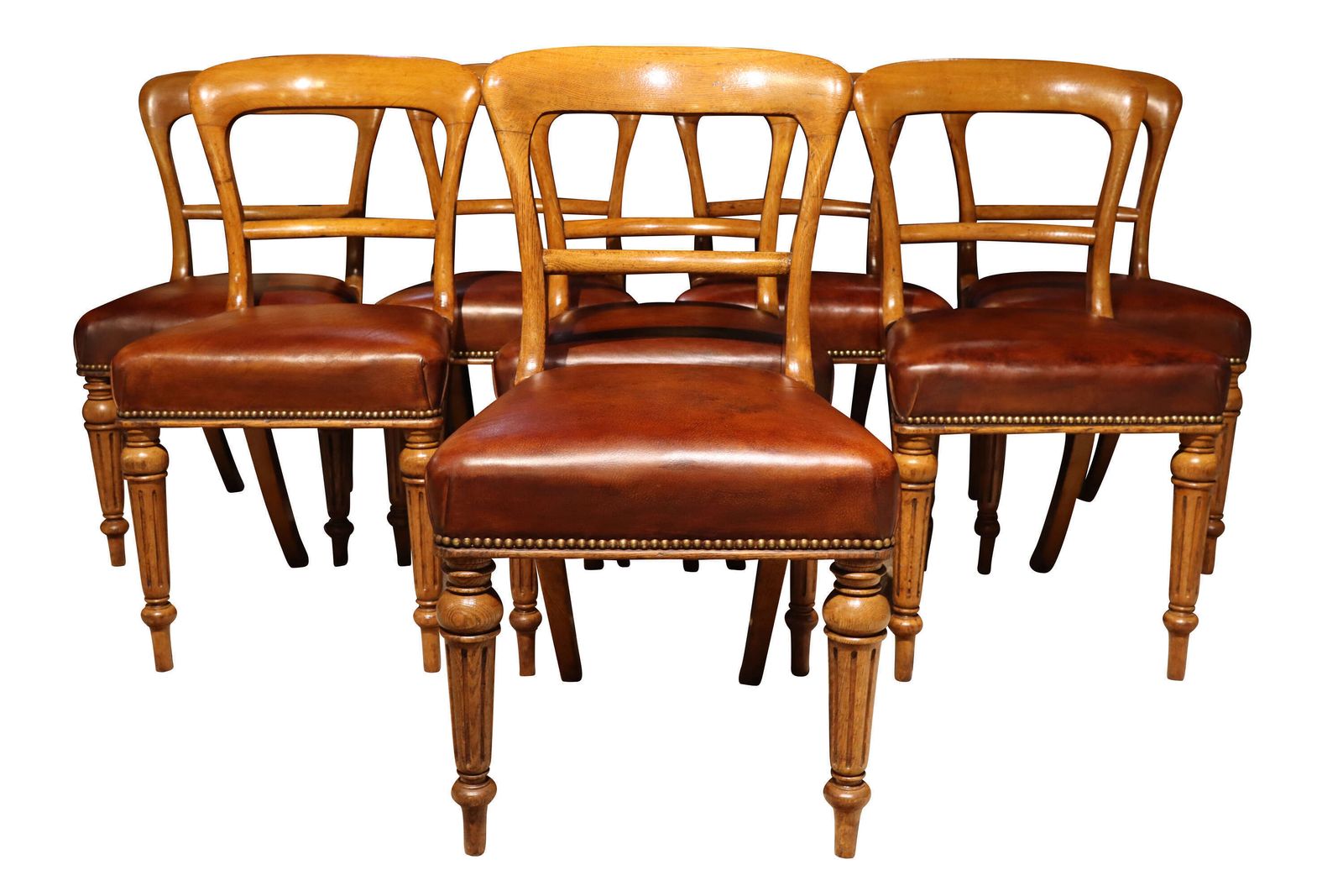 Set Of Eight Scottish Golden Oak Dining Chairs By John Taylor & Son, Edinburgh, Circa 1860 photo Furniture