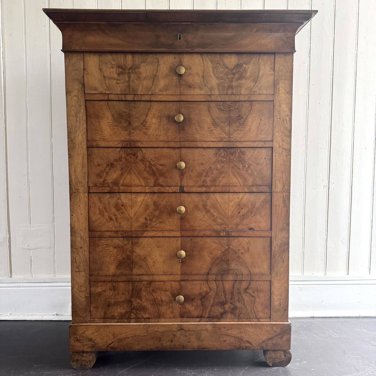 French Walnut Tallboy, 1800s, Antique