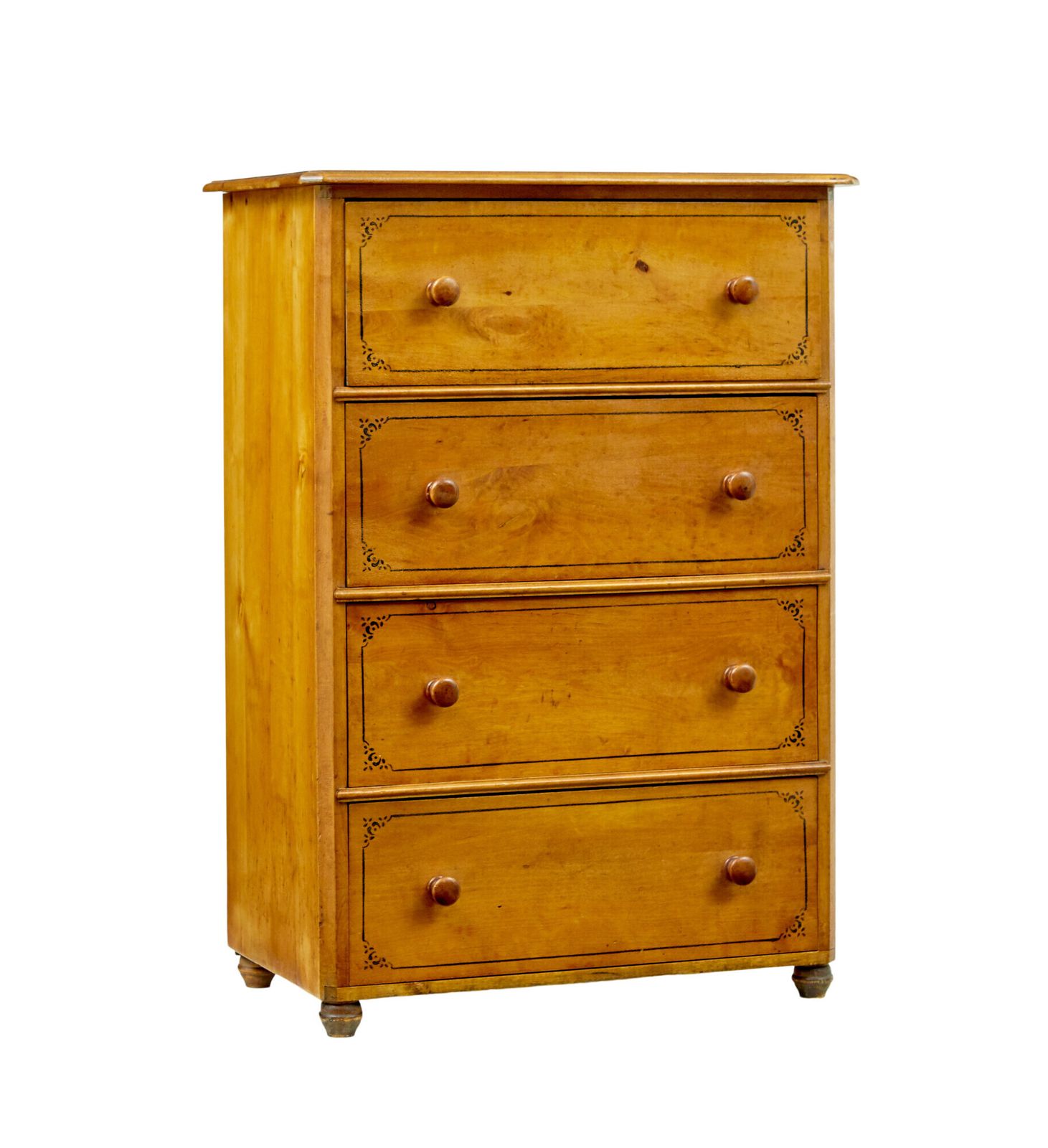 Simulated Birch Hand Painted Chest Of Drawers By Gemla Fabrikers