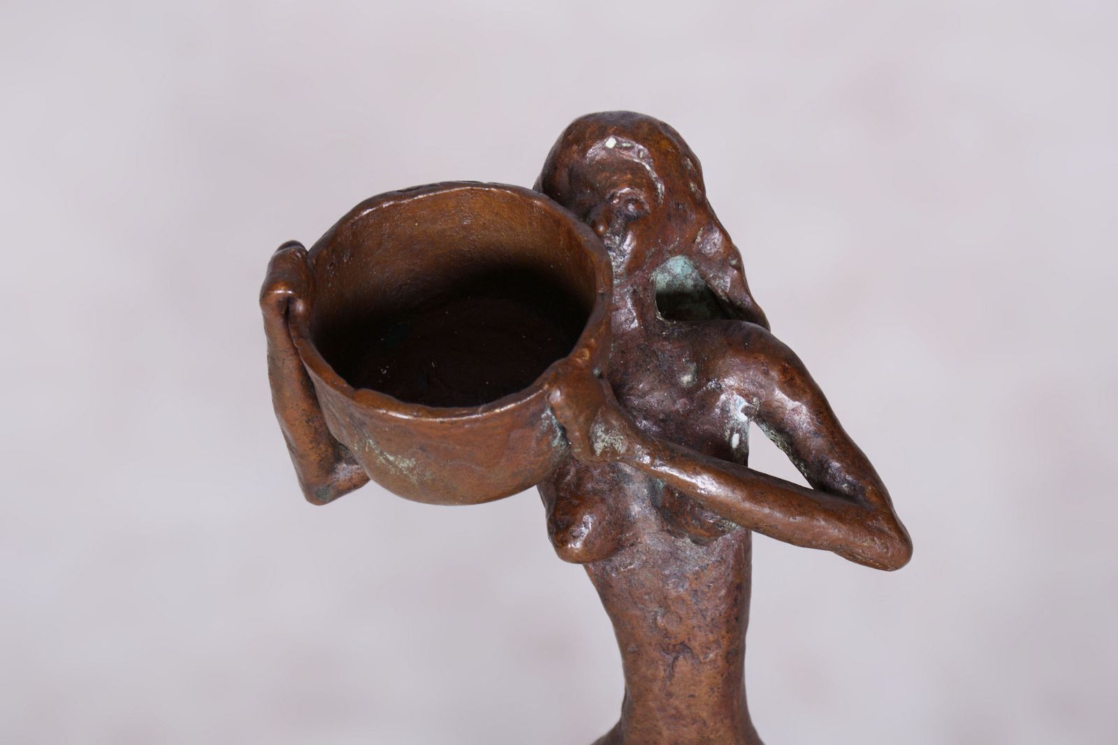 Original Art Deco Sculpture Of Girl With A Bucket, Bronze, Czech, 1930s photo Home Decor