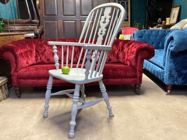 A Charming Antique Later Painted Windsor Armchair photo 245.0