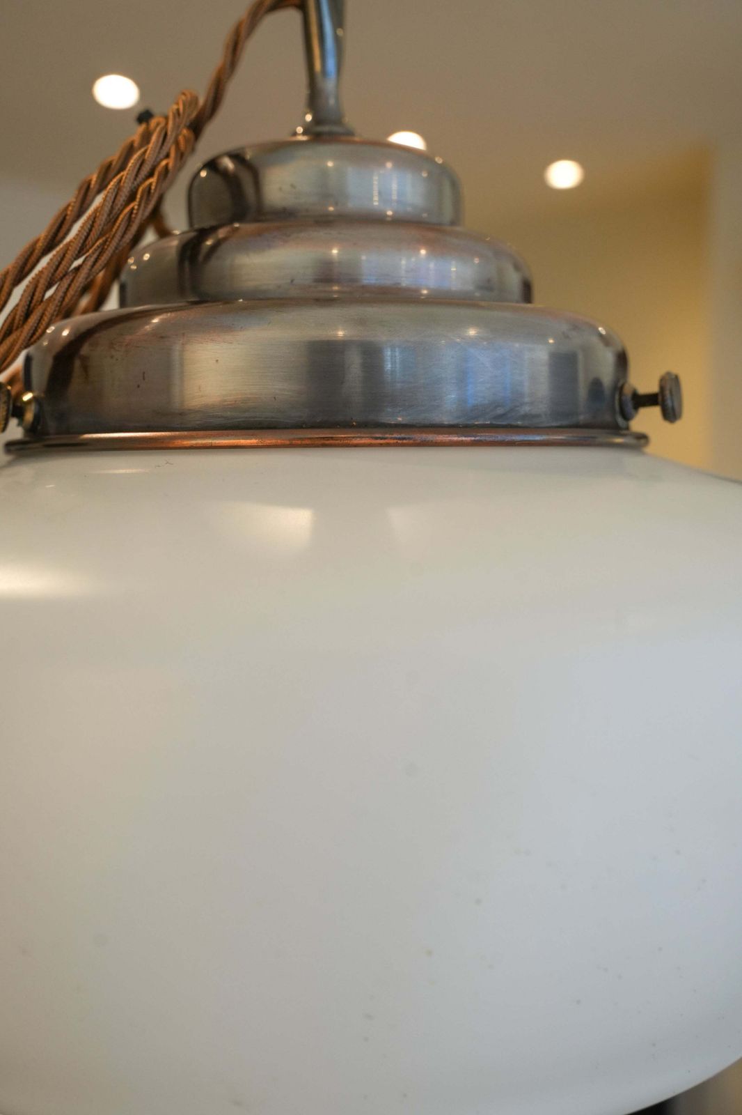 Welsh Church Opaline Pendant Light X 2 photo for sale