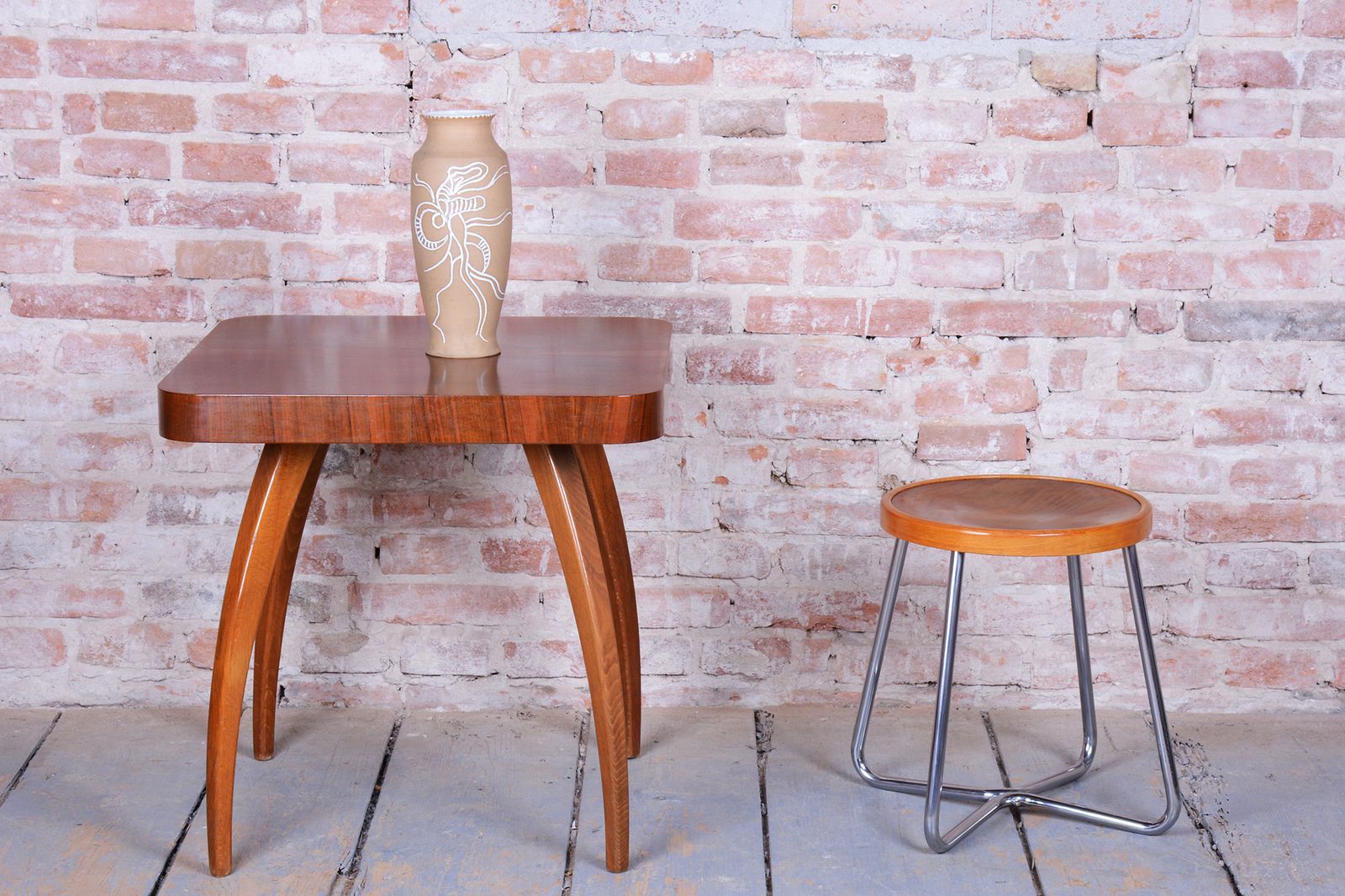 Restored Bauhaus Stool, By Mücke Melder, Beech, Chrome, Polished, Czech, 1930s photo Furniture