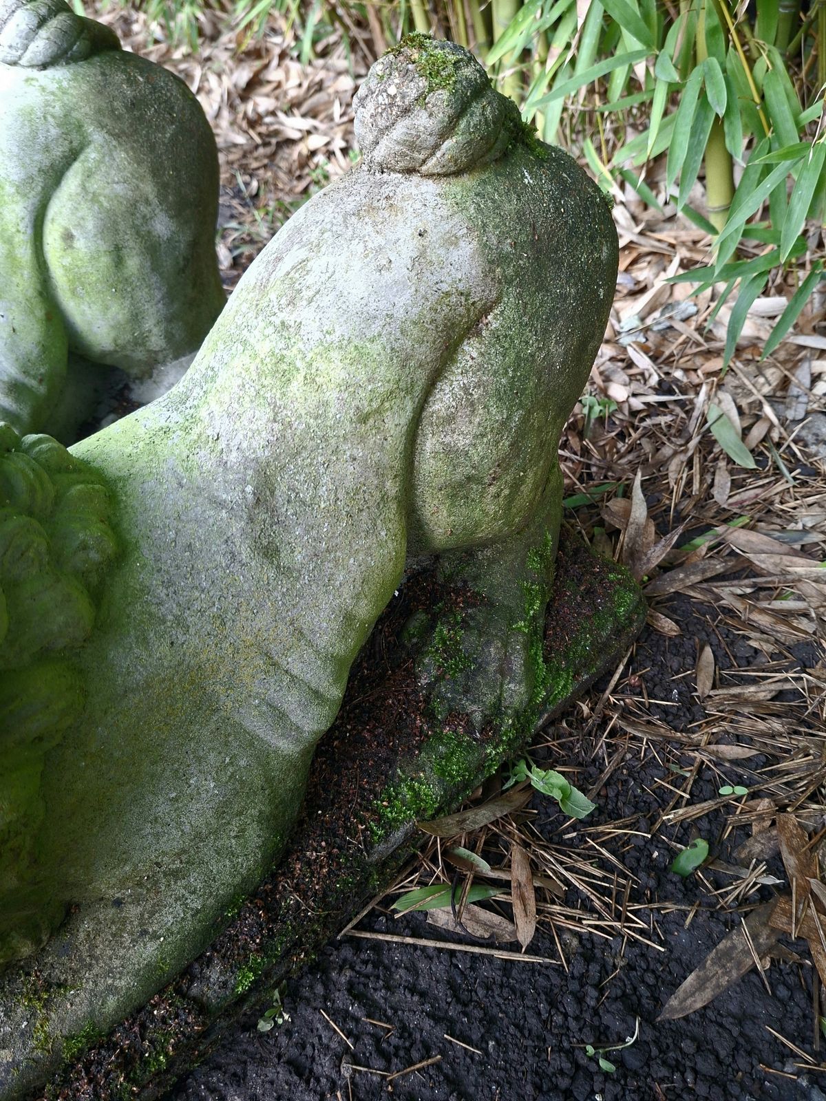 Pair Of Antique Stone Recumbent Guardian Lions photo 625.0