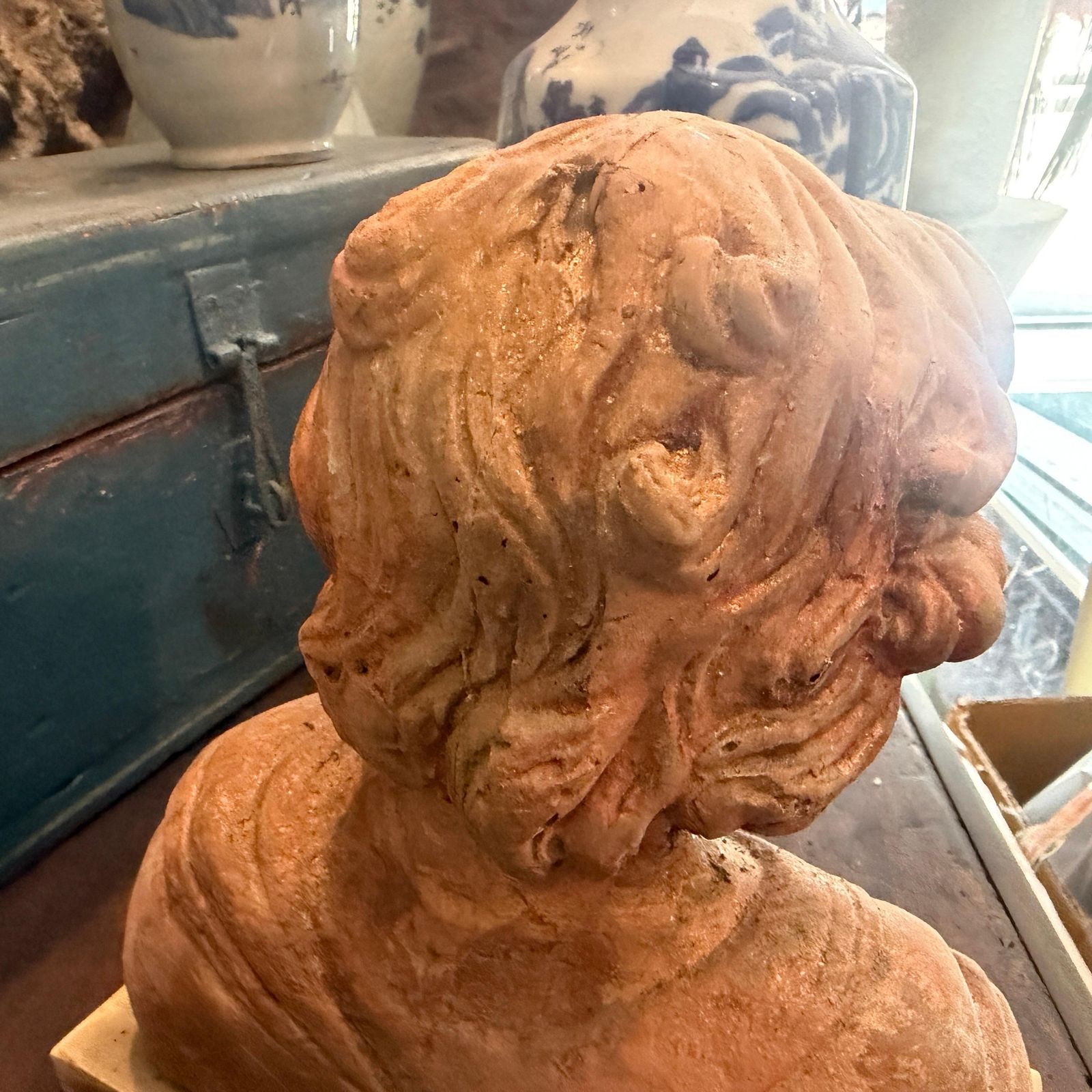 1930s Mixed Stone Sicilian Sculpture Of A Putto On A Marble Base photo Art