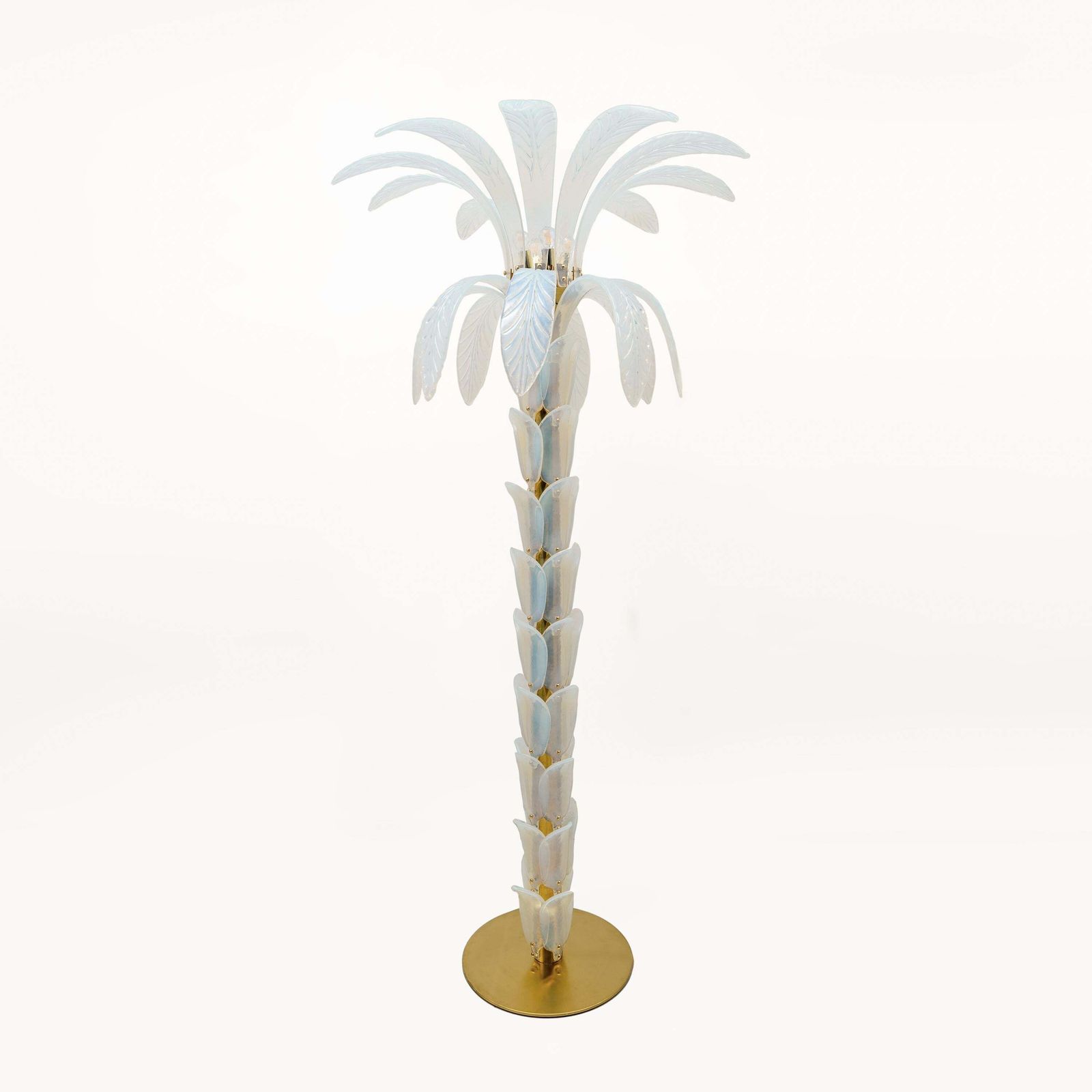 Pair Of Iridescent Murano Glass Palm Tree Floor Lamps photo furniture