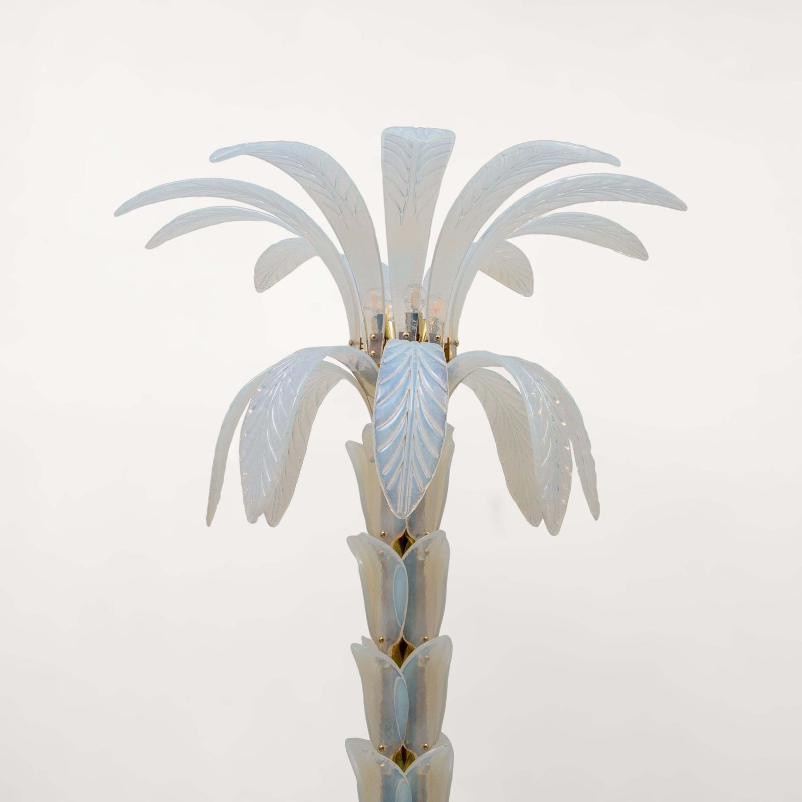Pair Of Iridescent Murano Glass Palm Tree Floor Lamps photo vinterior