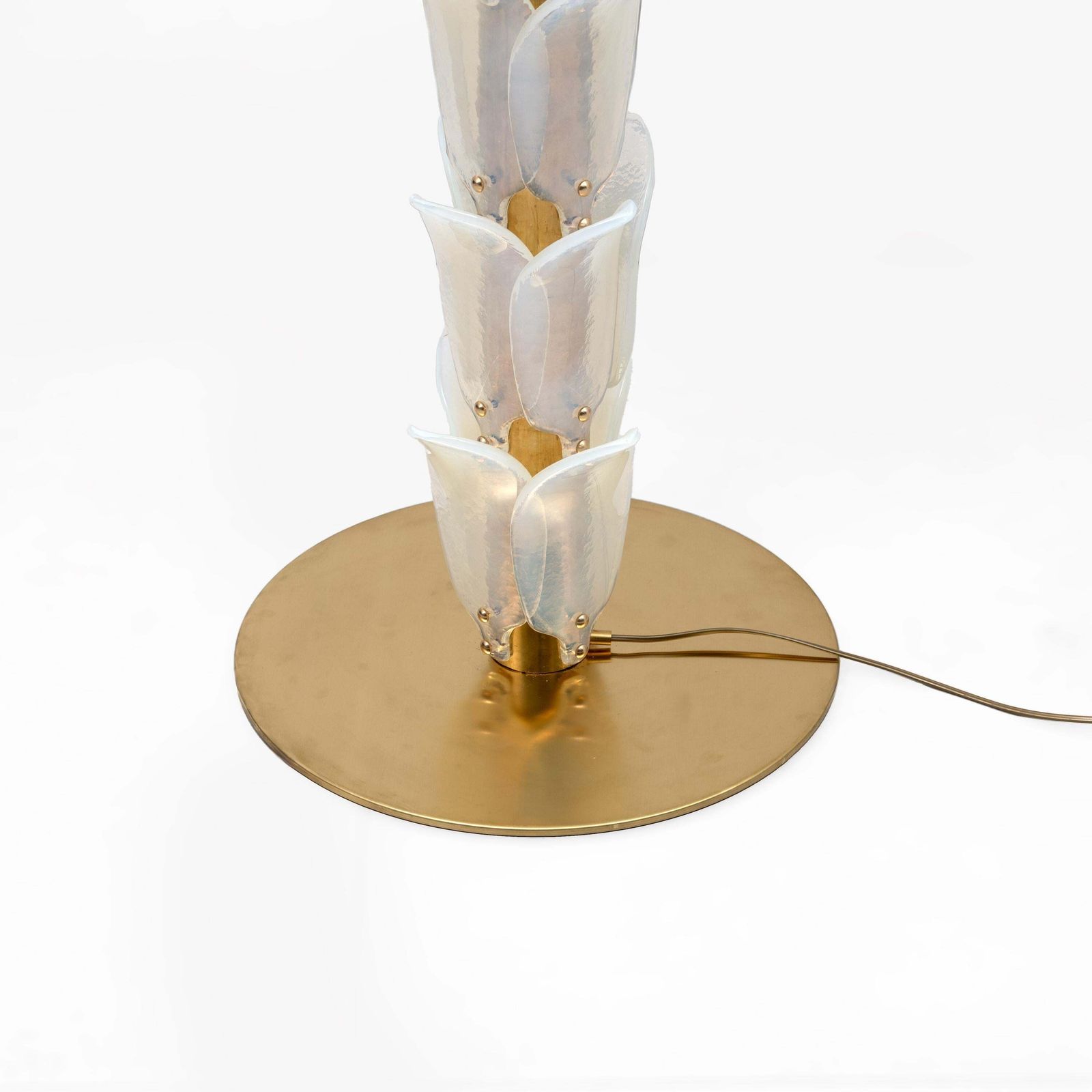 Pair Of Iridescent Murano Glass Palm Tree Floor Lamps photo vintage