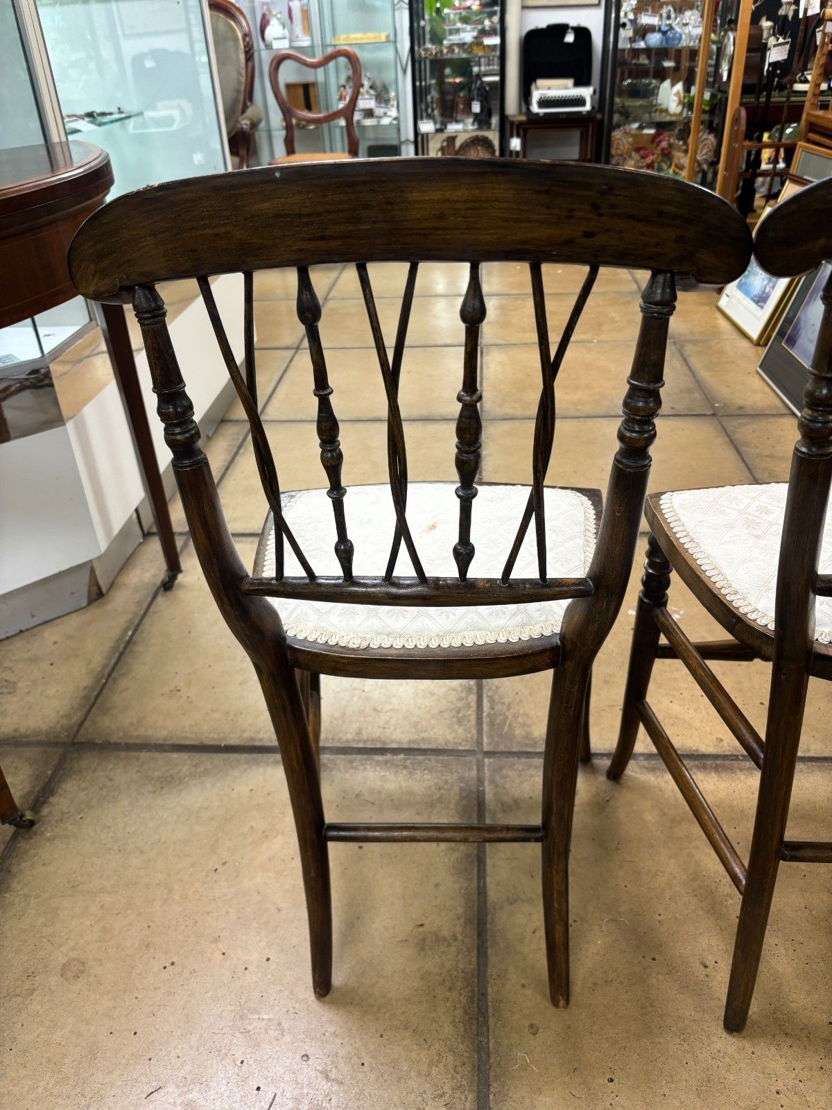 145.0 Pair Of Late 19th Century Mahogany Spindle Back Side Chairs photo