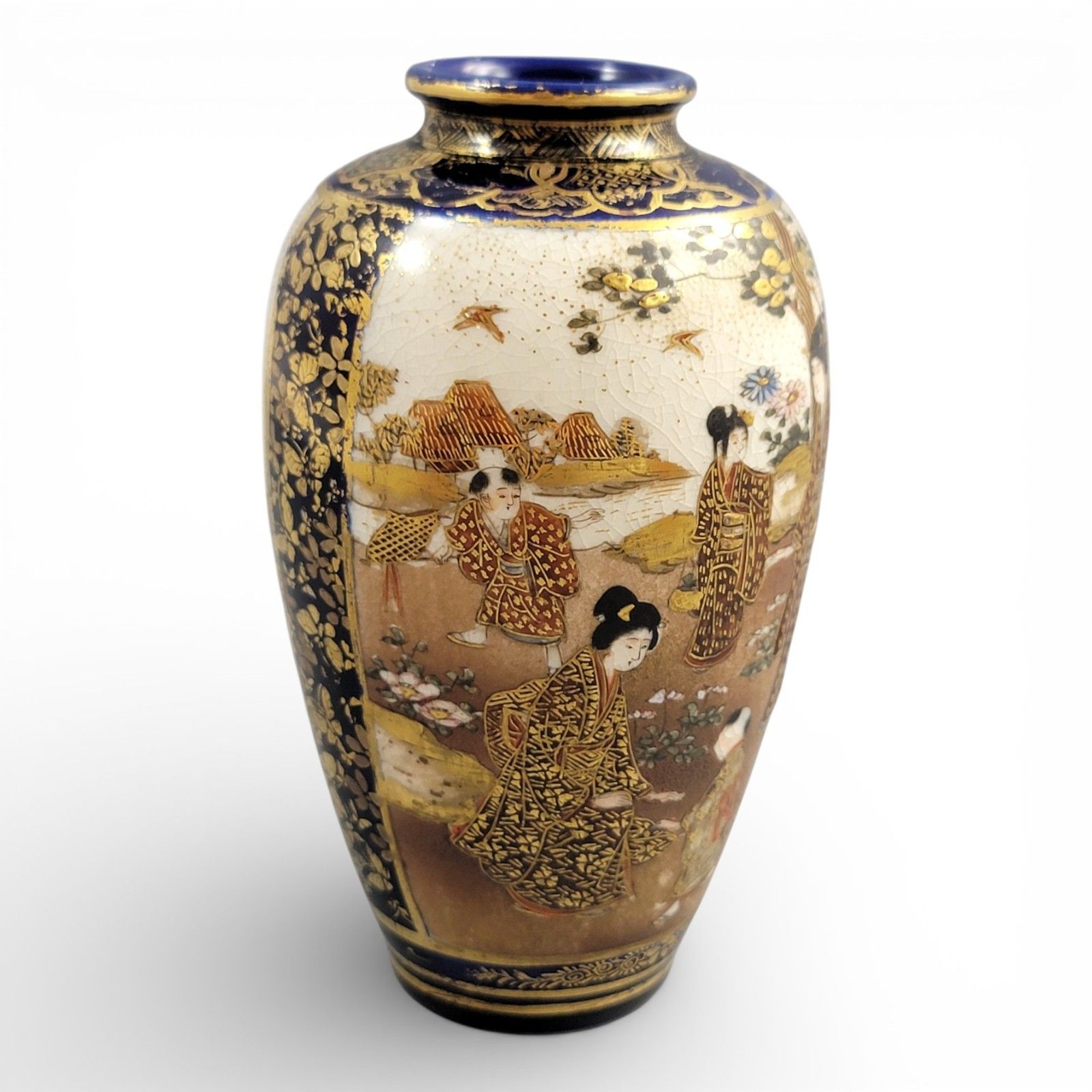 Antique Fine Porcelain Meiji Satsuma Vase, Kinkozan Circle, C.1890 photo vinterior