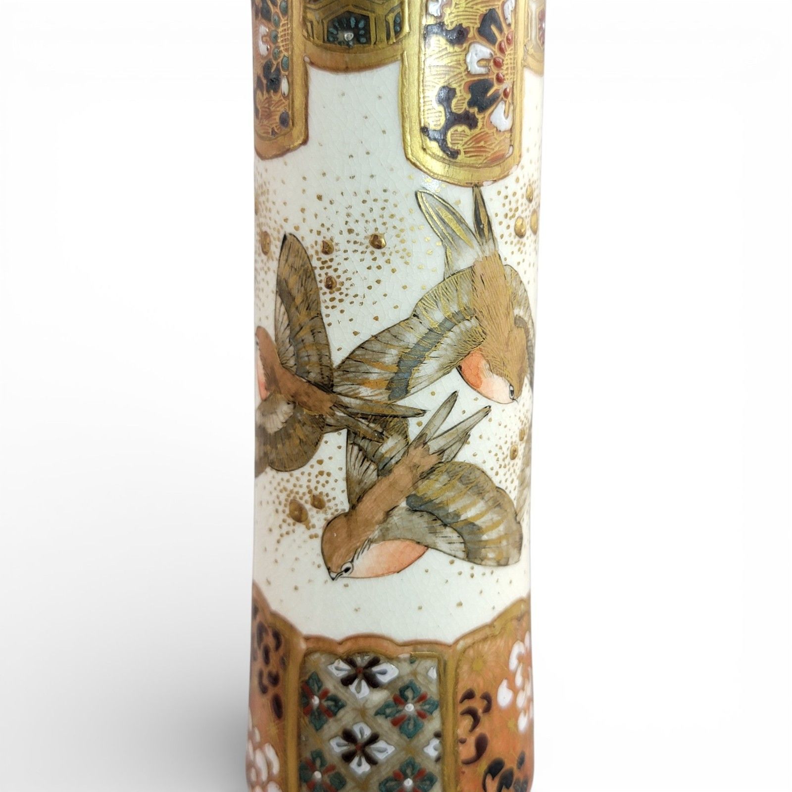 photo furniture Pair Of Large Meiji Japanese Satsuma Vases, Moriage & Gold Pointillé