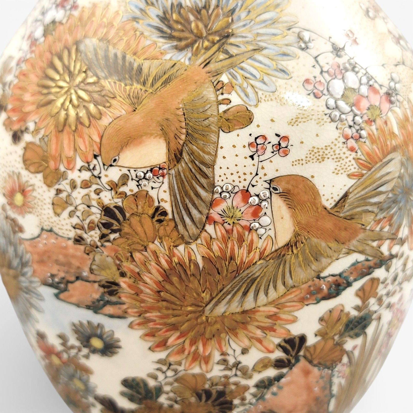 Home Decor Pair Of Large Meiji Japanese Satsuma Vases, Moriage & Gold Pointillé photo
