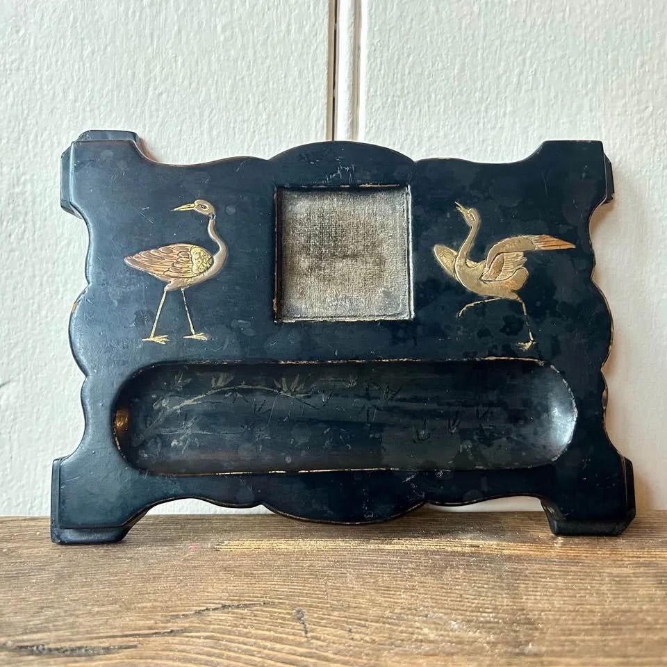 Antique Japanese Pen Tray & Inkwell photo furniture