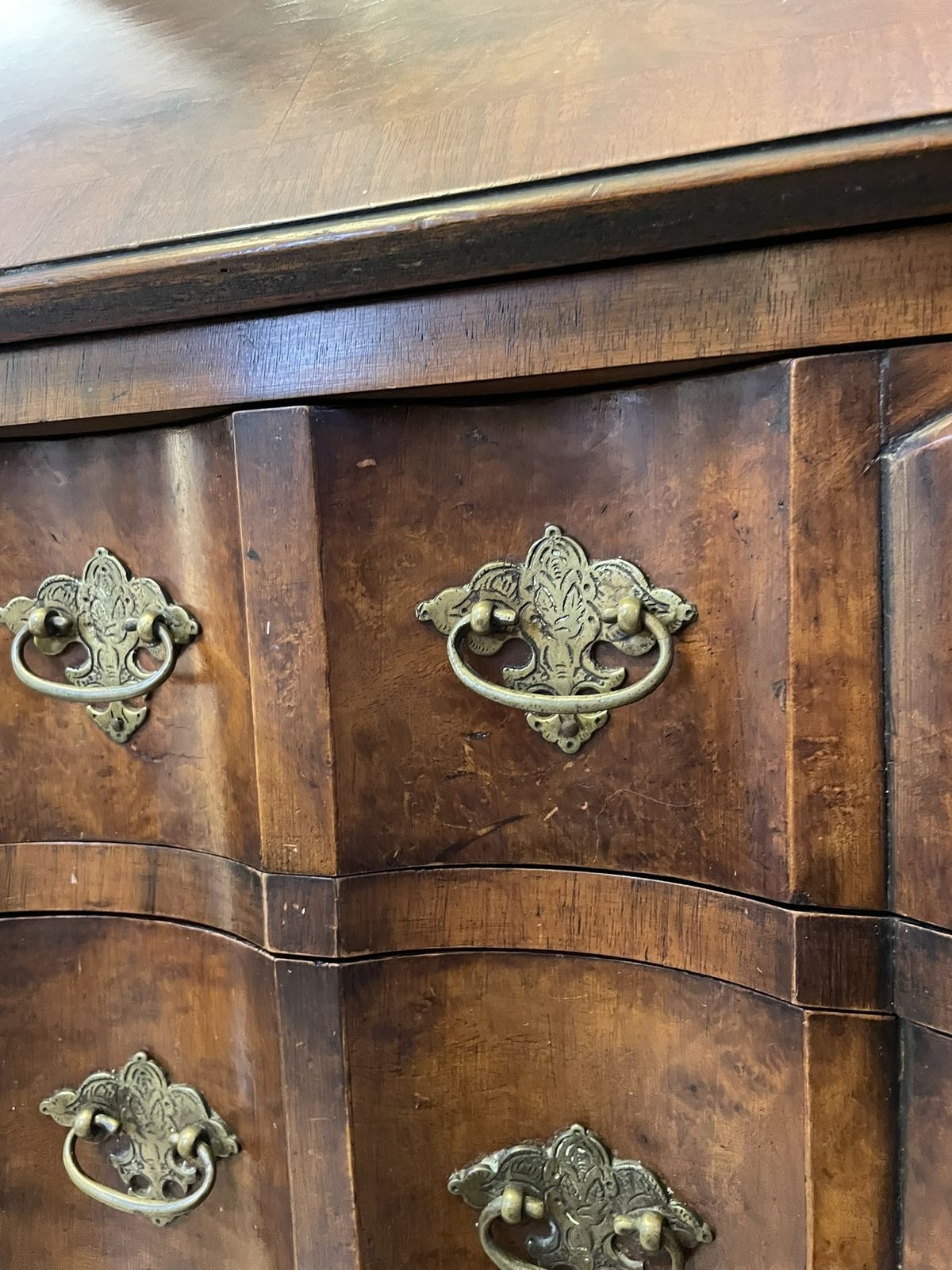 Furniture Walnut Queen Anne / George I Style Bureau Bookcase (1920s Reproduction) photo