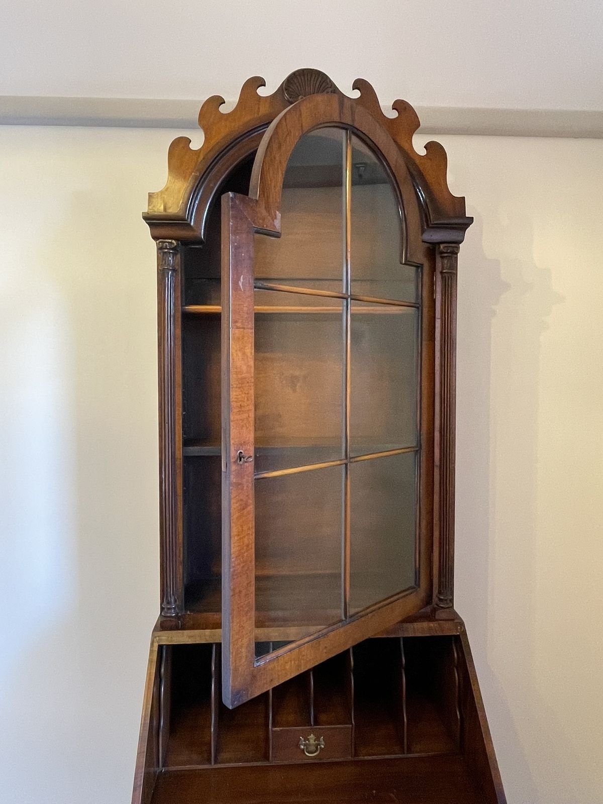 Walnut Queen Anne / George I Style Bureau Bookcase (1920s Reproduction) photo 655.0
