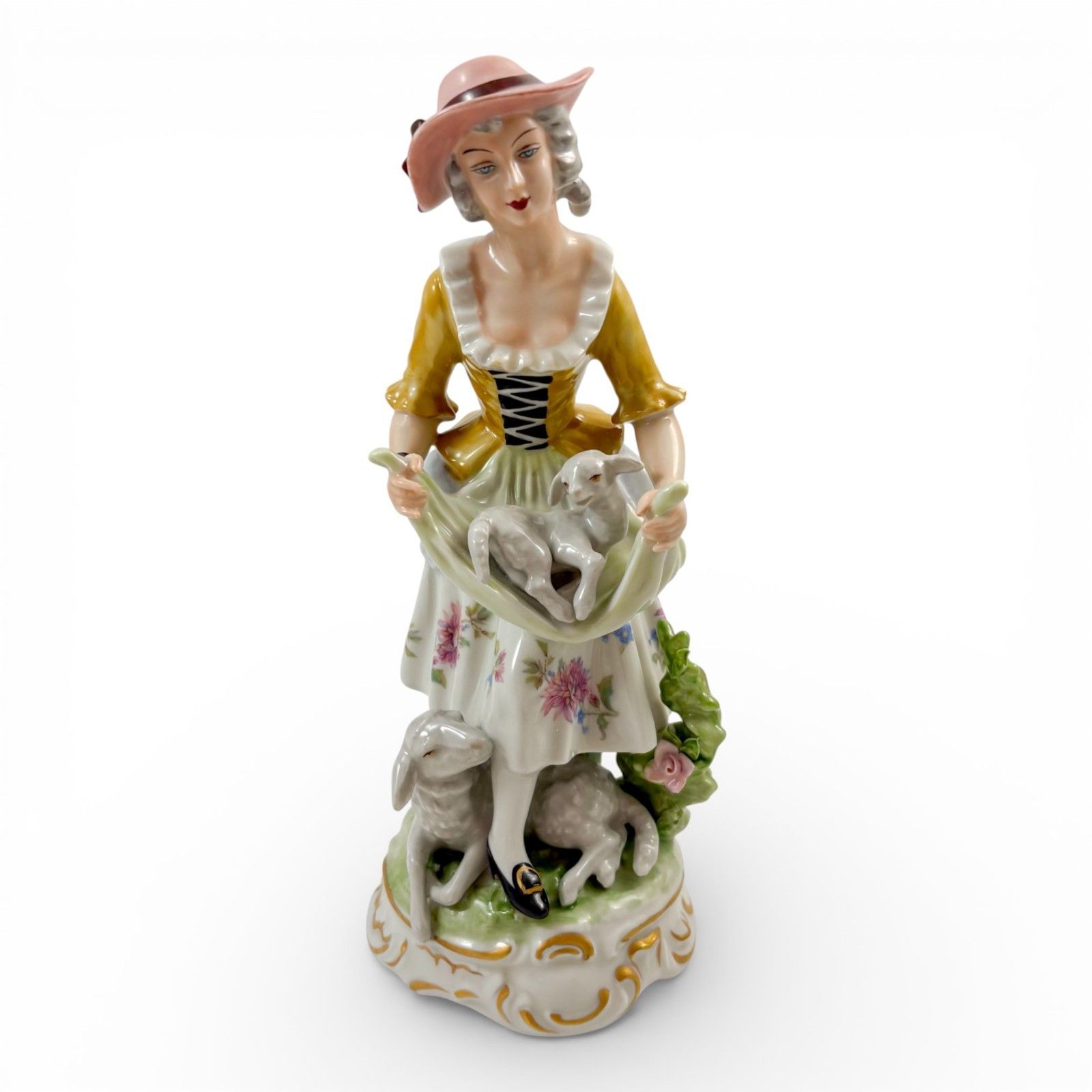 Antique German Porcelain Shepherd & Shepherdess Figurines Pair Pastoral photo furniture