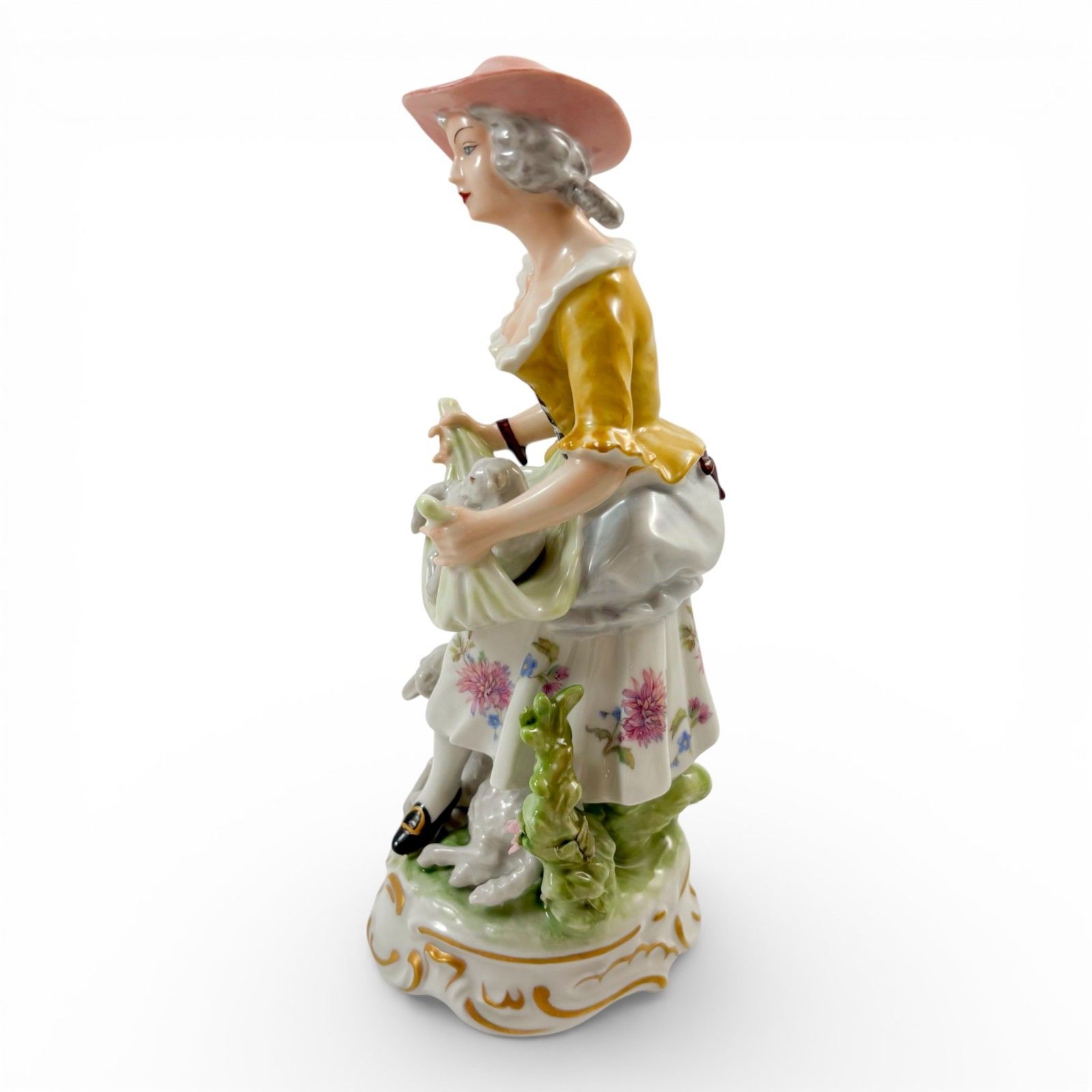 Antique German Porcelain Shepherd & Shepherdess Figurines Pair Pastoral photo for sale