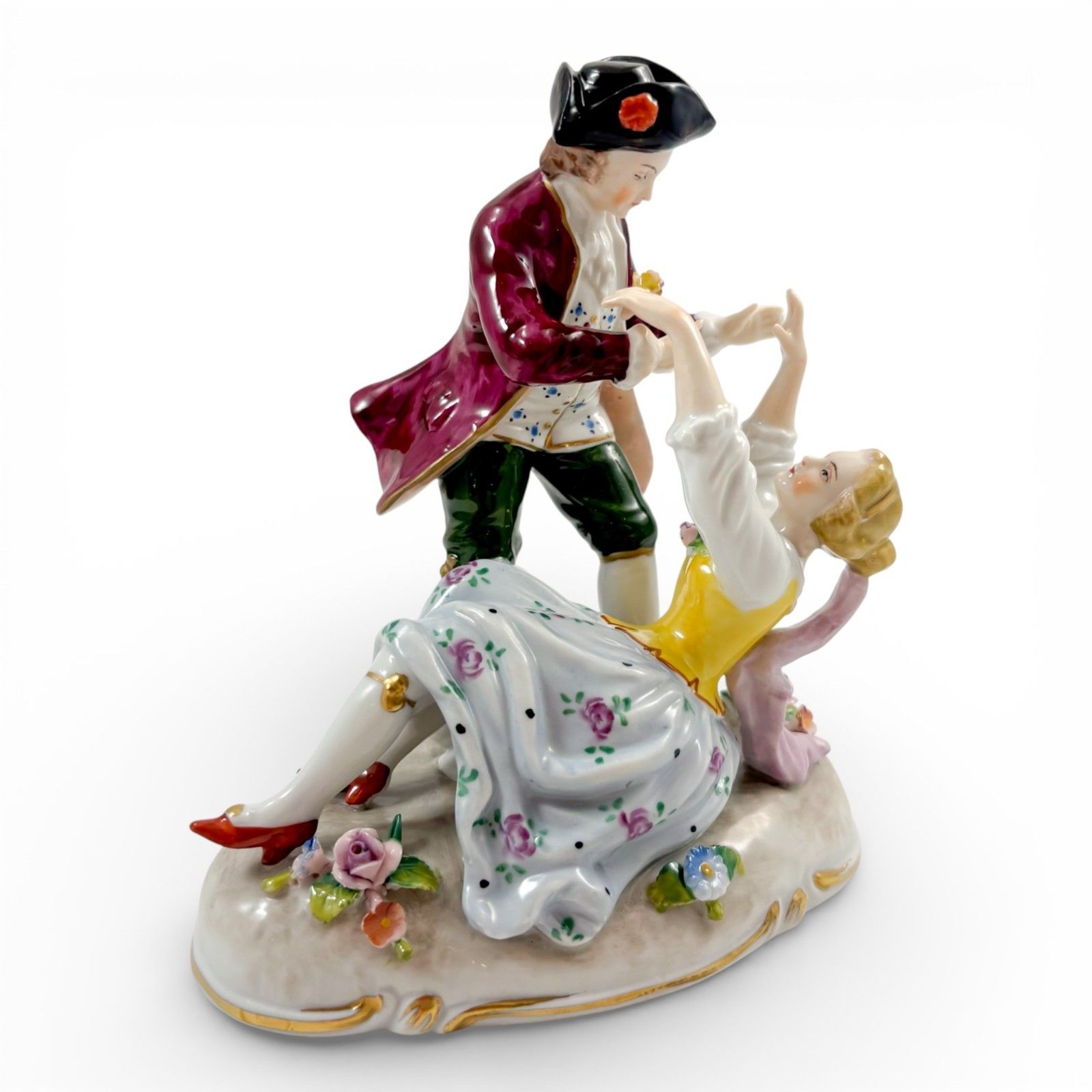 Sitzendorf Porcelain Courting Couple Figurine Rococo Revival German Antique