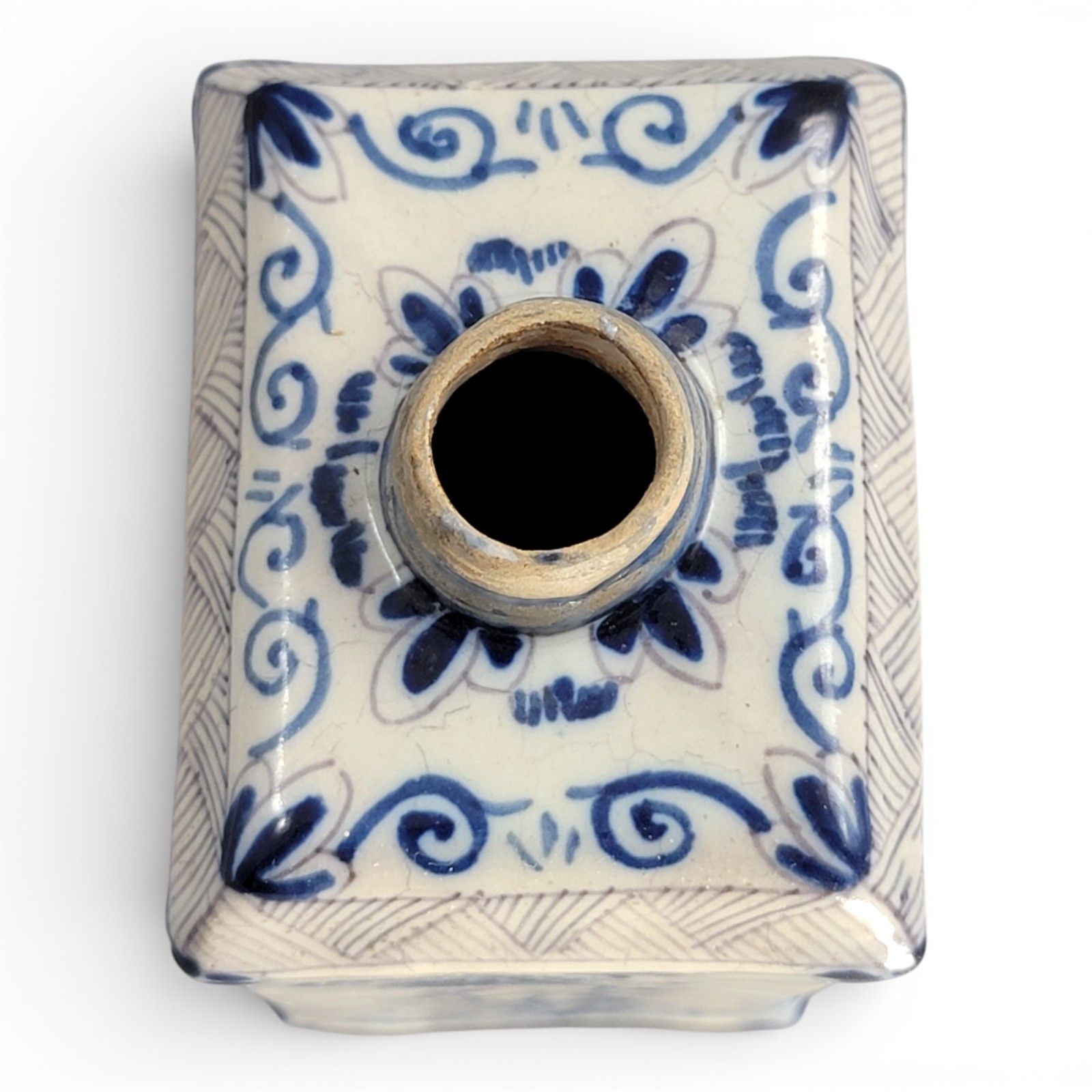 Antique Dutch Delft Blue & White Tea Caddy Chinoiserie 18th C 13.3cm photo buy