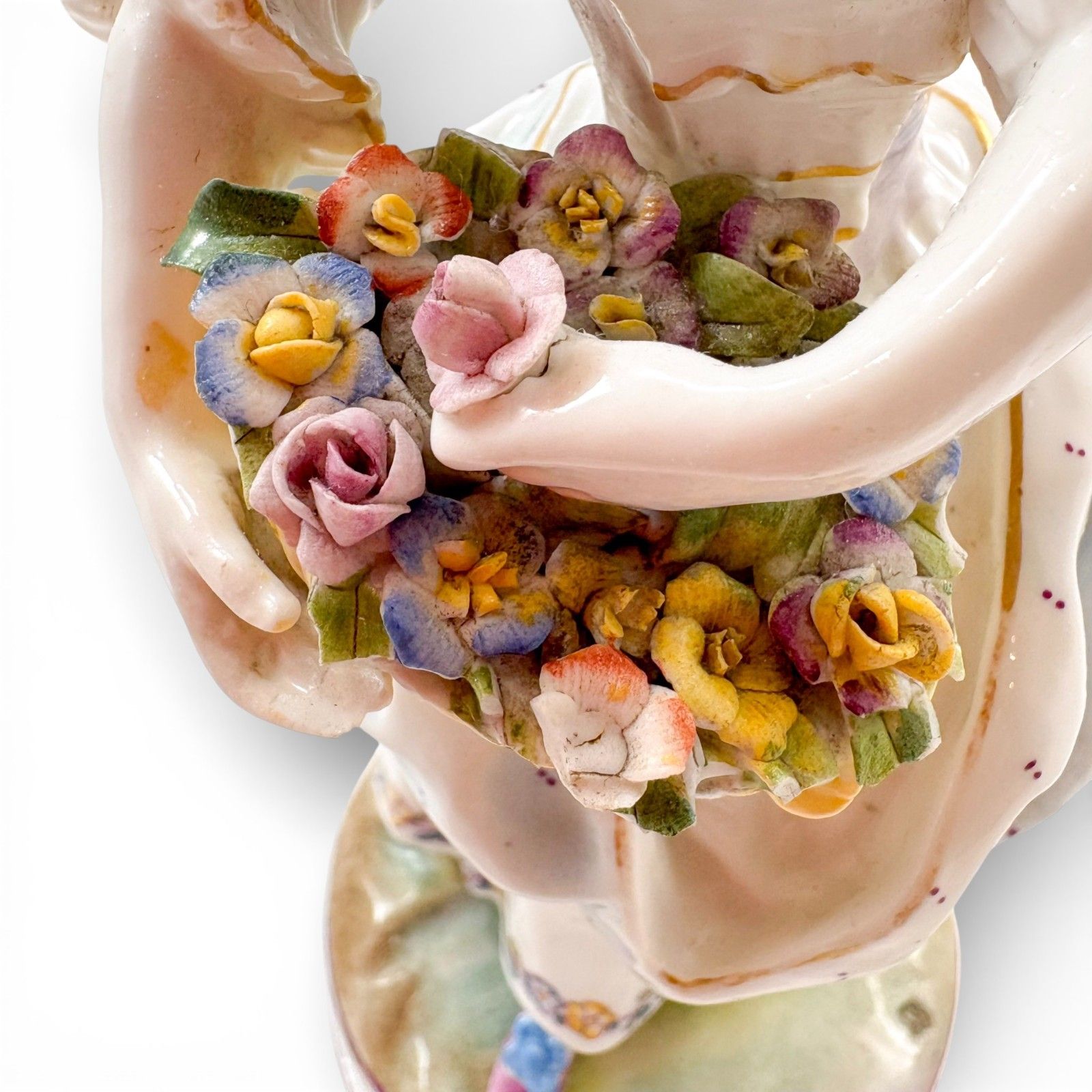 photo for sale Pair French Porcelain Flower Seller Figures, Paris Rococo Revival, 19th Century