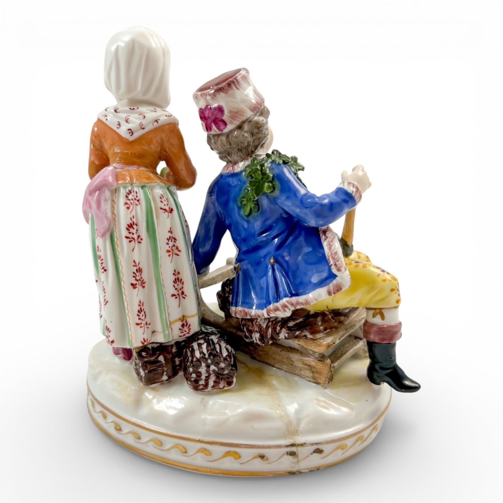 Antique Ludwigsburg Porcelain Figurine Tyrolean Couple At Work, German, C. 1890 photo Home Decor