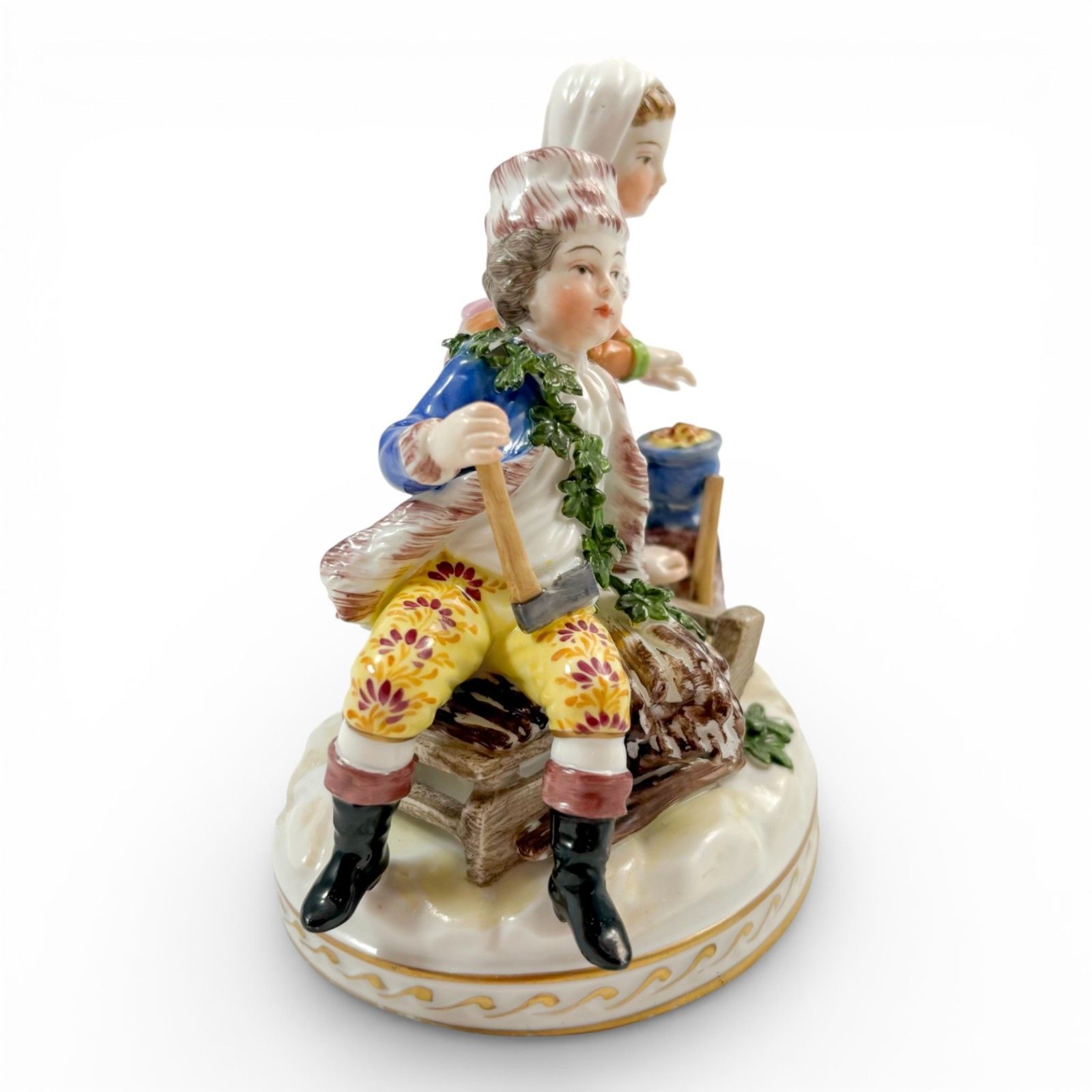 Antique Ludwigsburg Porcelain Figurine Tyrolean Couple At Work, German, C. 1890 photo 150.0