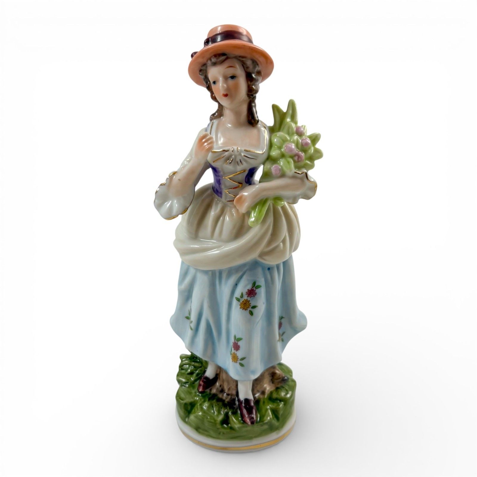 Sitzendorf Style Porcelain Flower Girl Figurine, Hand Painted, Mid 20th Century photo furniture