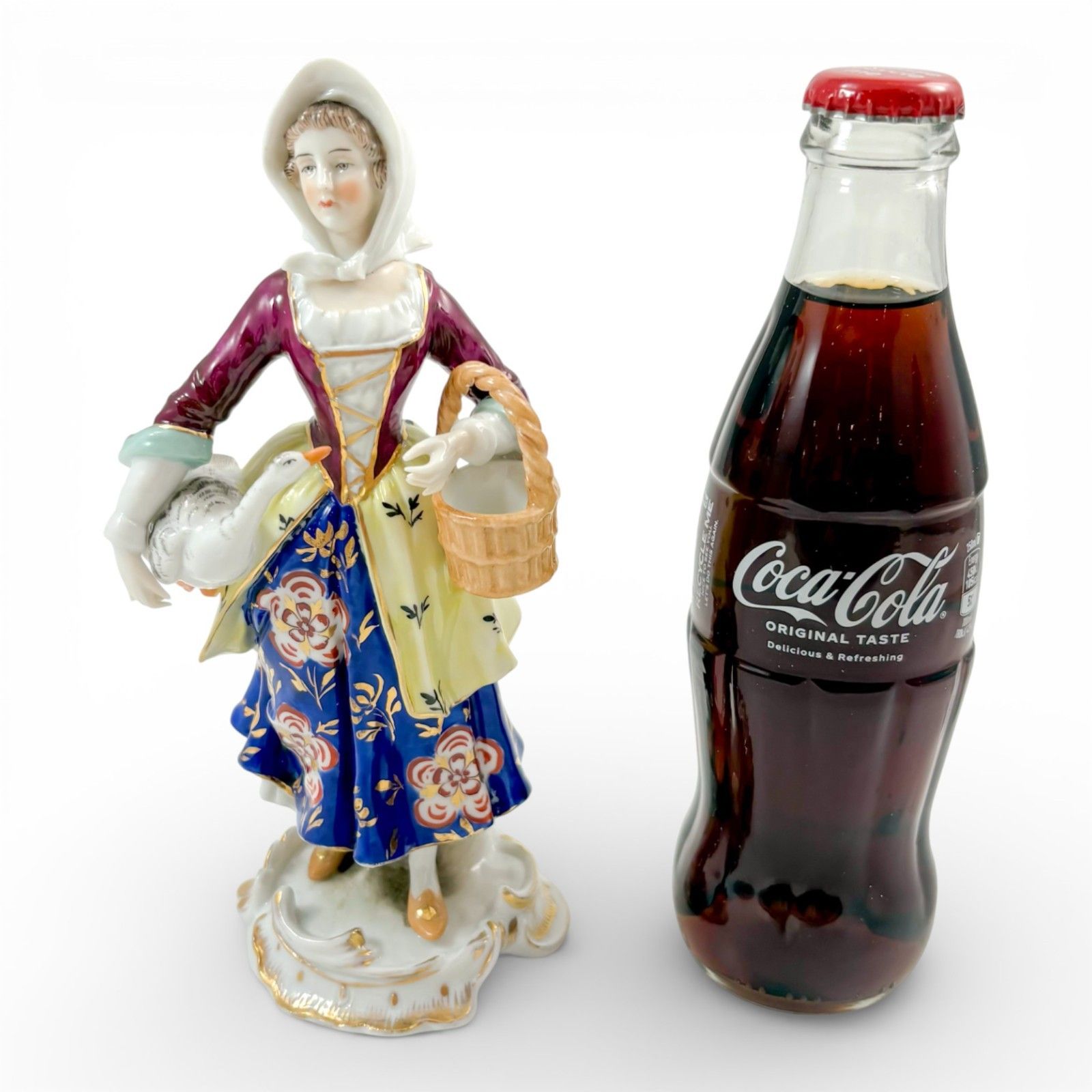photo buy German Porcelain Country Girl Figurine With Goose, Continental, Mid 20th Century