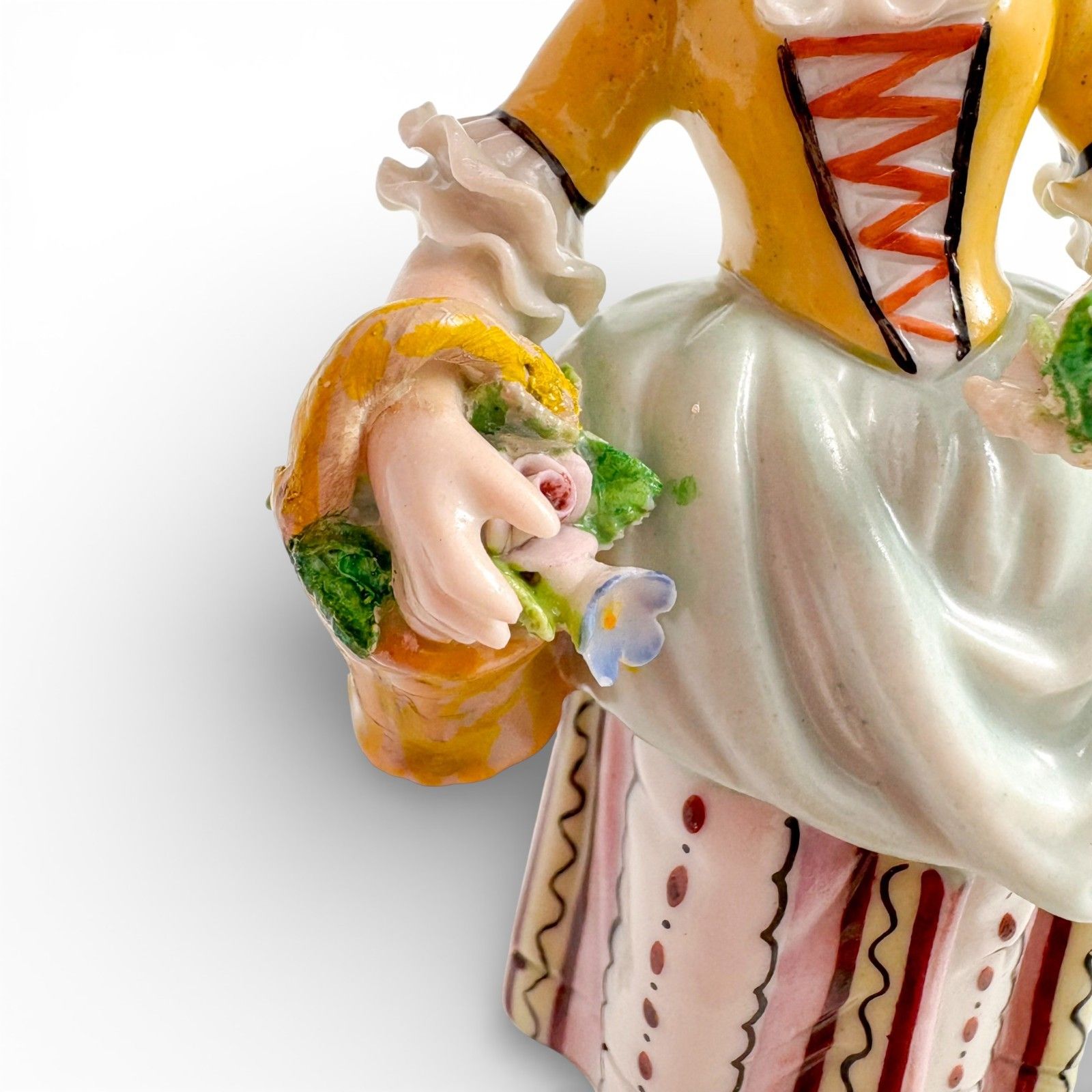 photo for sale Antique German Sitzendorf Porcelain Flower Girl Figurines Pair, Rococo, C.1910's