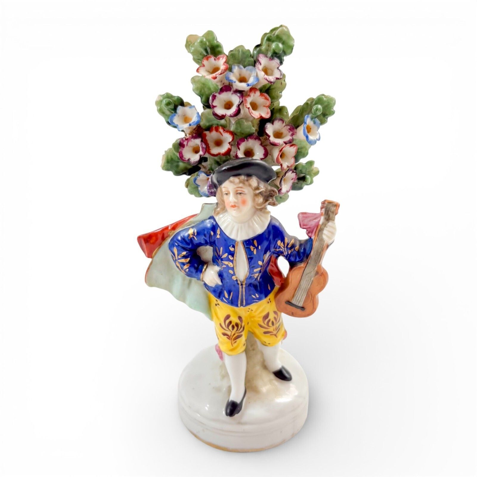 Rococo Style German Porcelain Troubadour Figurine With Floral Bocage Posy Holder photo furniture