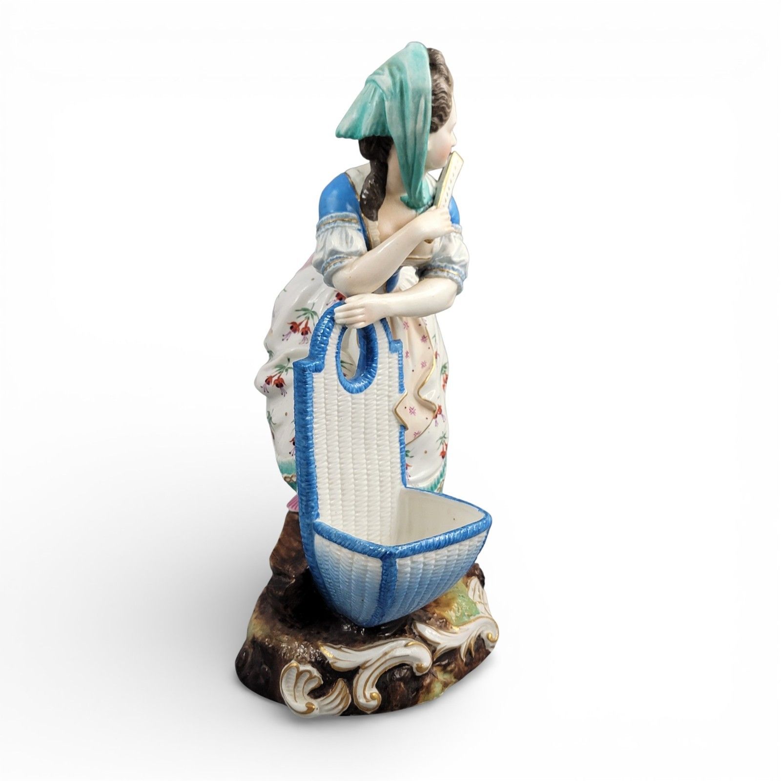 Large Limbach Porcelain Figure Of A Woman With Basket, Thuringia, C. 1825 photo buy