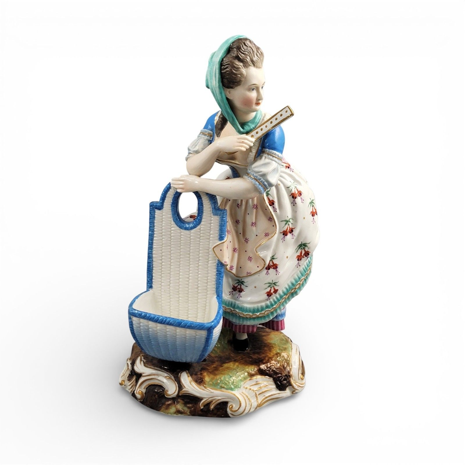 photo furniture Large Limbach Porcelain Figure Of A Woman With Basket, Thuringia, C. 1825