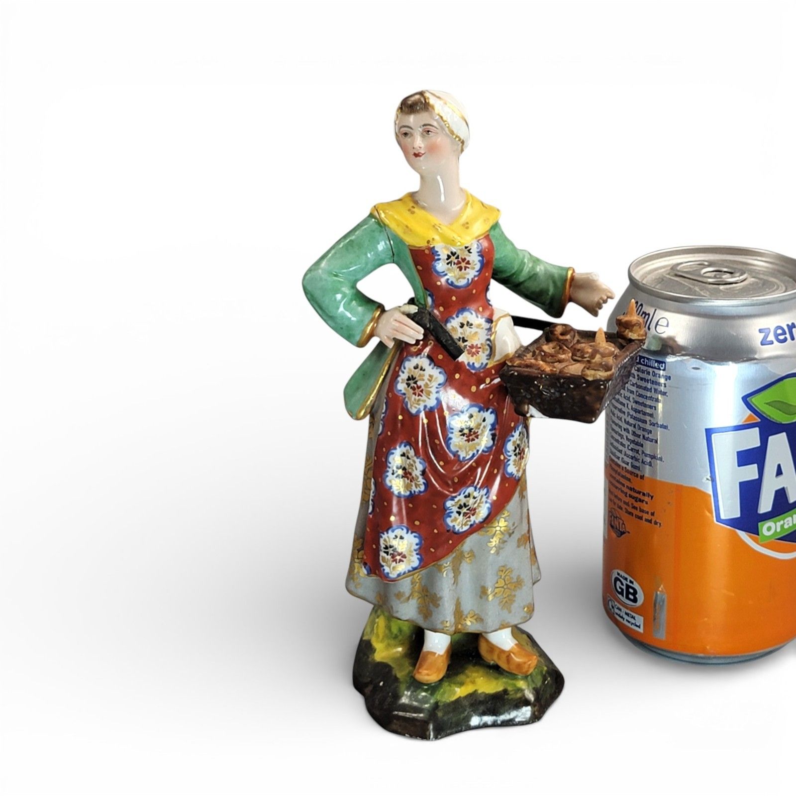 Home Decor Georgian Derby Porcelain Figure Of A Female Bun Seller (Street Vendor), C.1800 photo