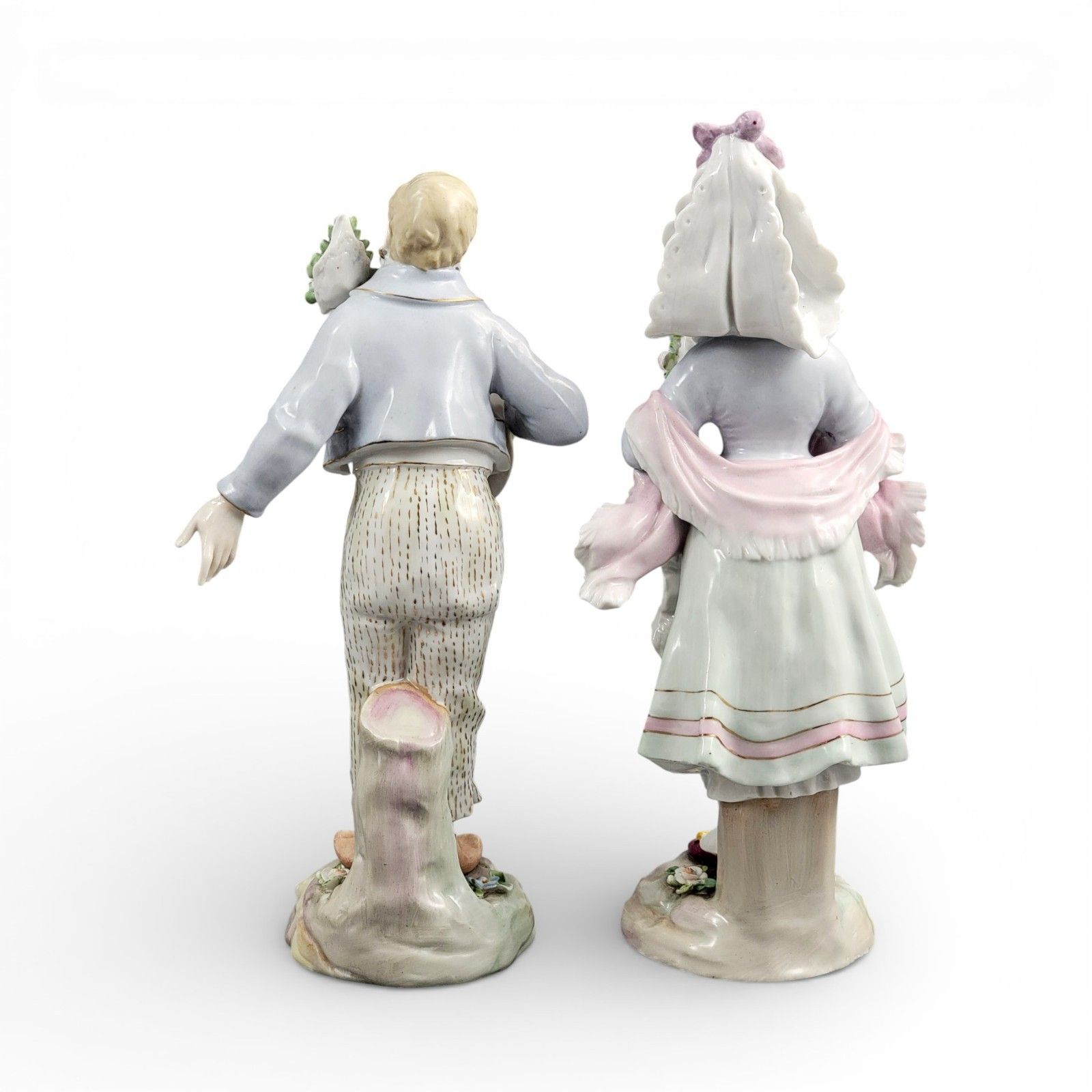 Antique Volkstedt Pair Of German Porcelain Figures, Late 19th Century photo Home Decor